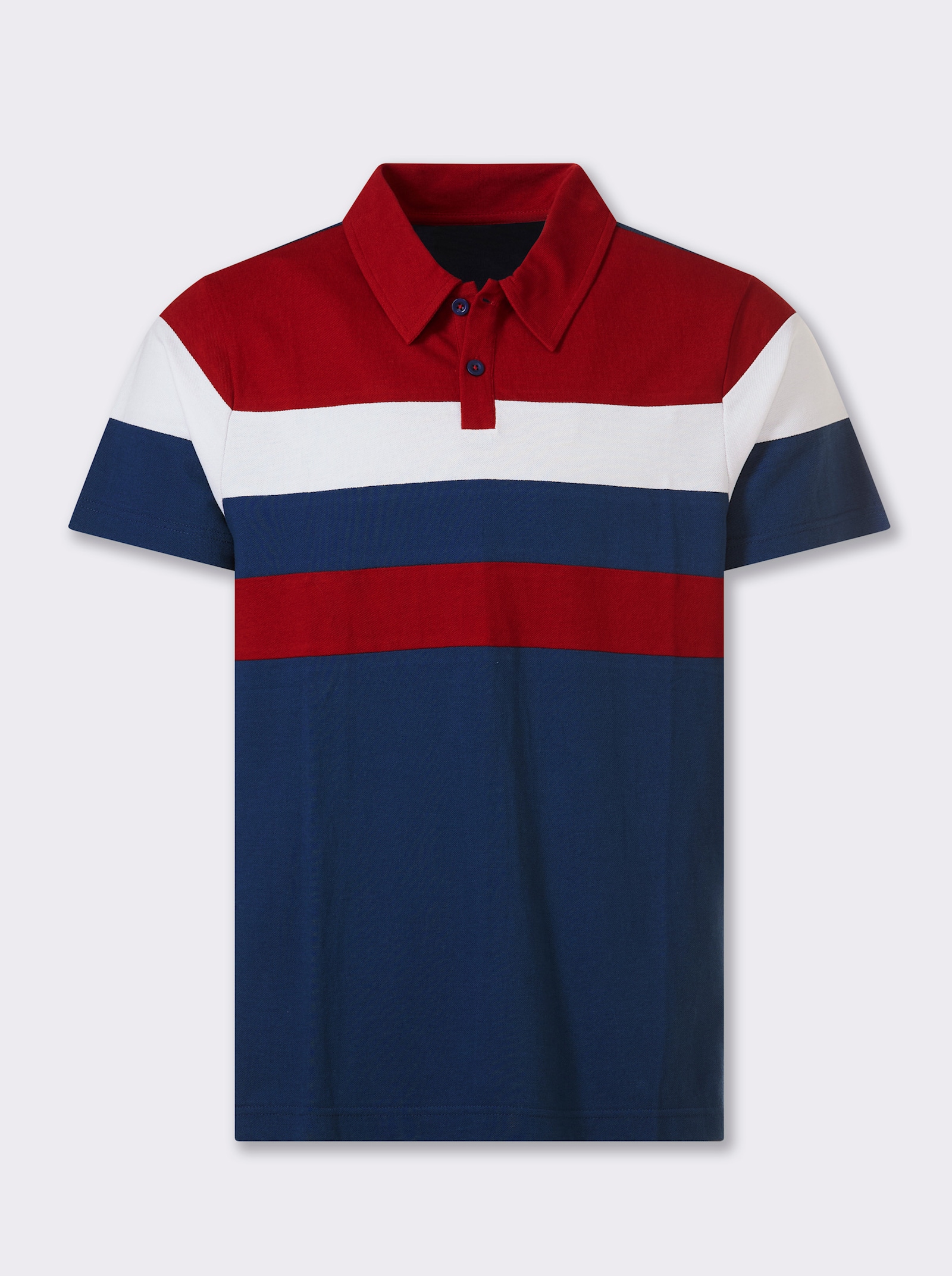 Catamaran Kurzarmshirt in Pikee-Qualität - dunkelblau-dunkelrot-gestreift