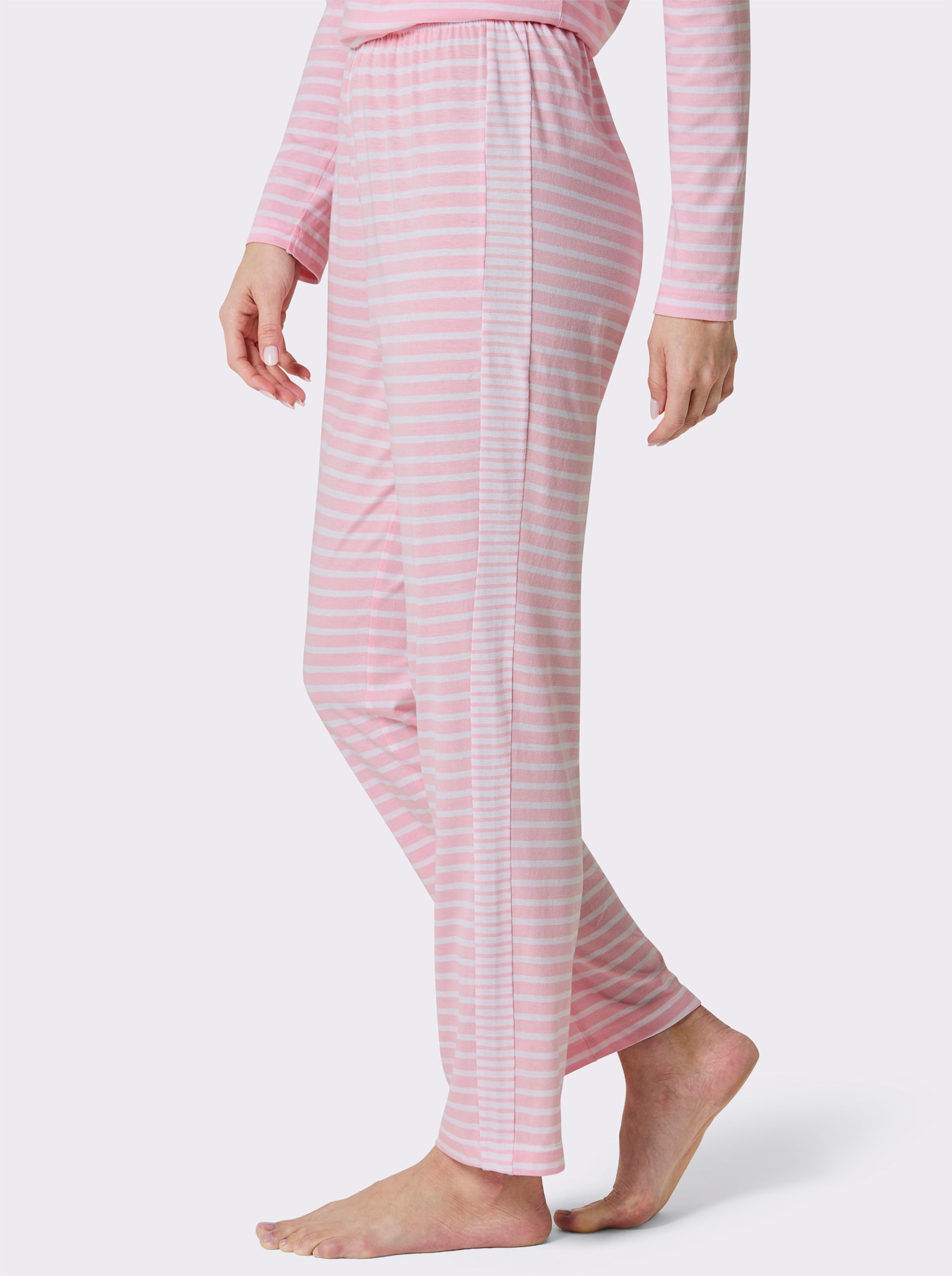 wäschepur Schlafanzug-Hose - rosé-weiß-geringelt