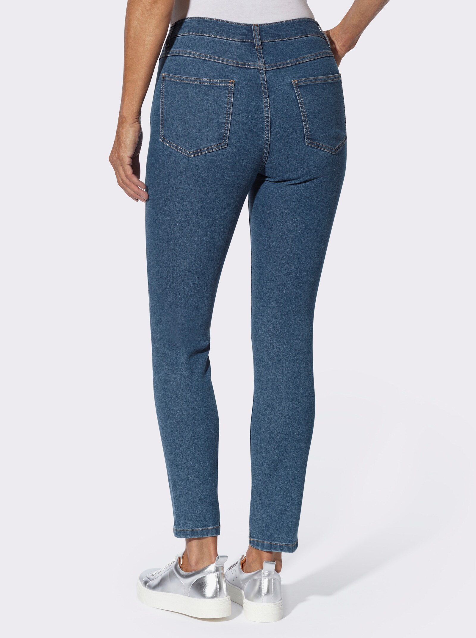 Jeans mit Patches - blue-bleached