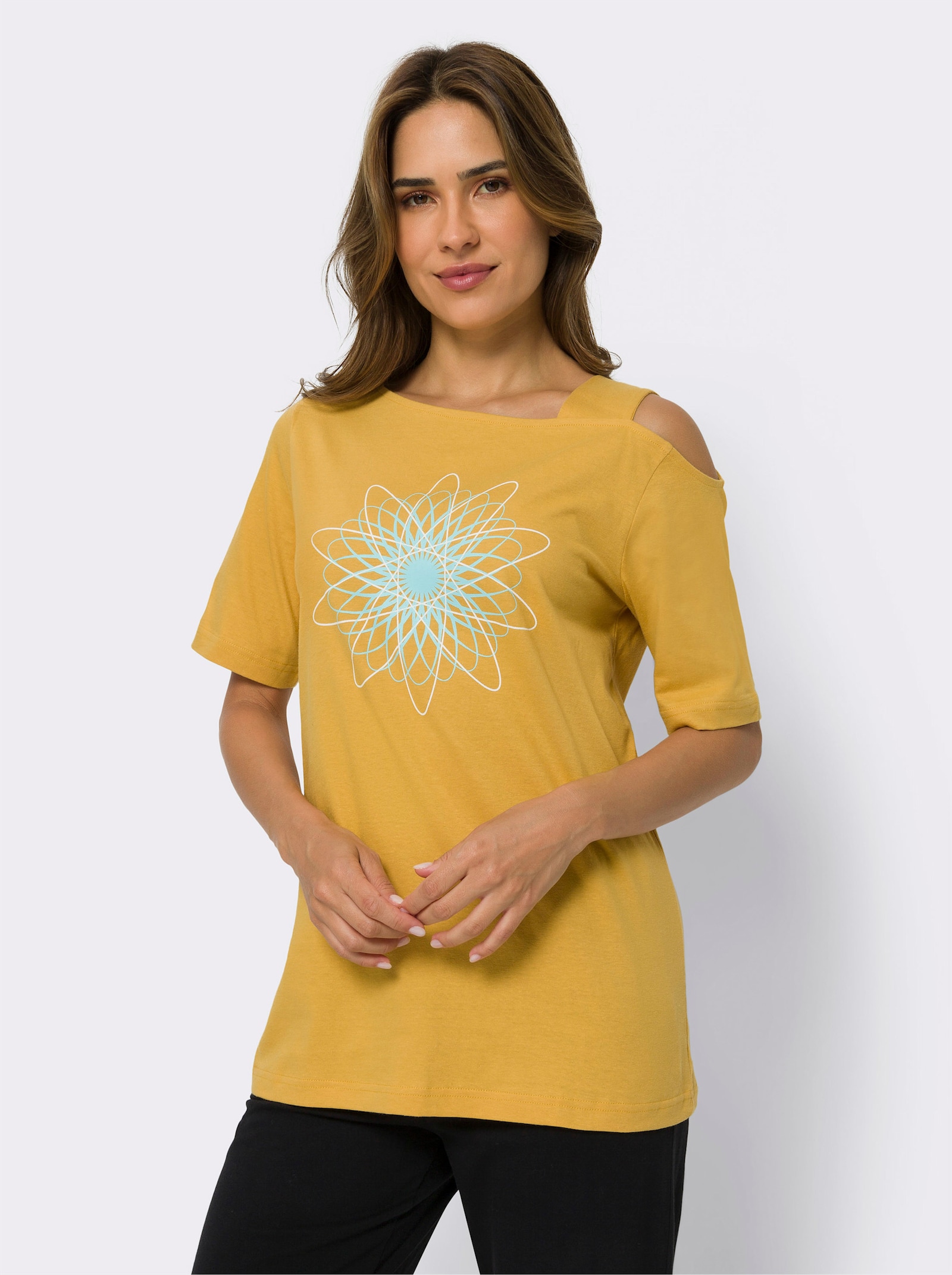 Šport. tričko s graf. potlačou - okrová