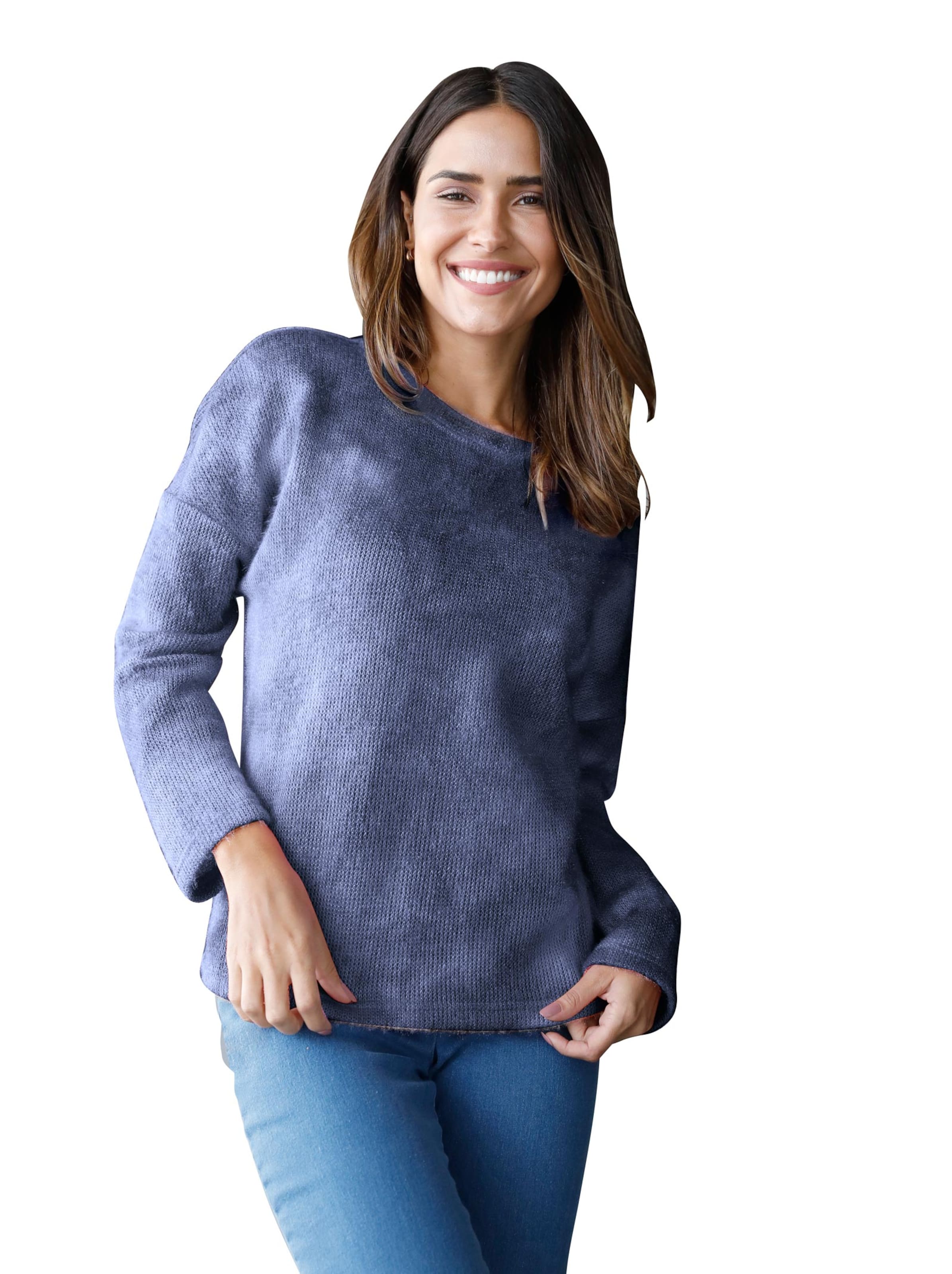 Pullover - royal-weiß-gemustert