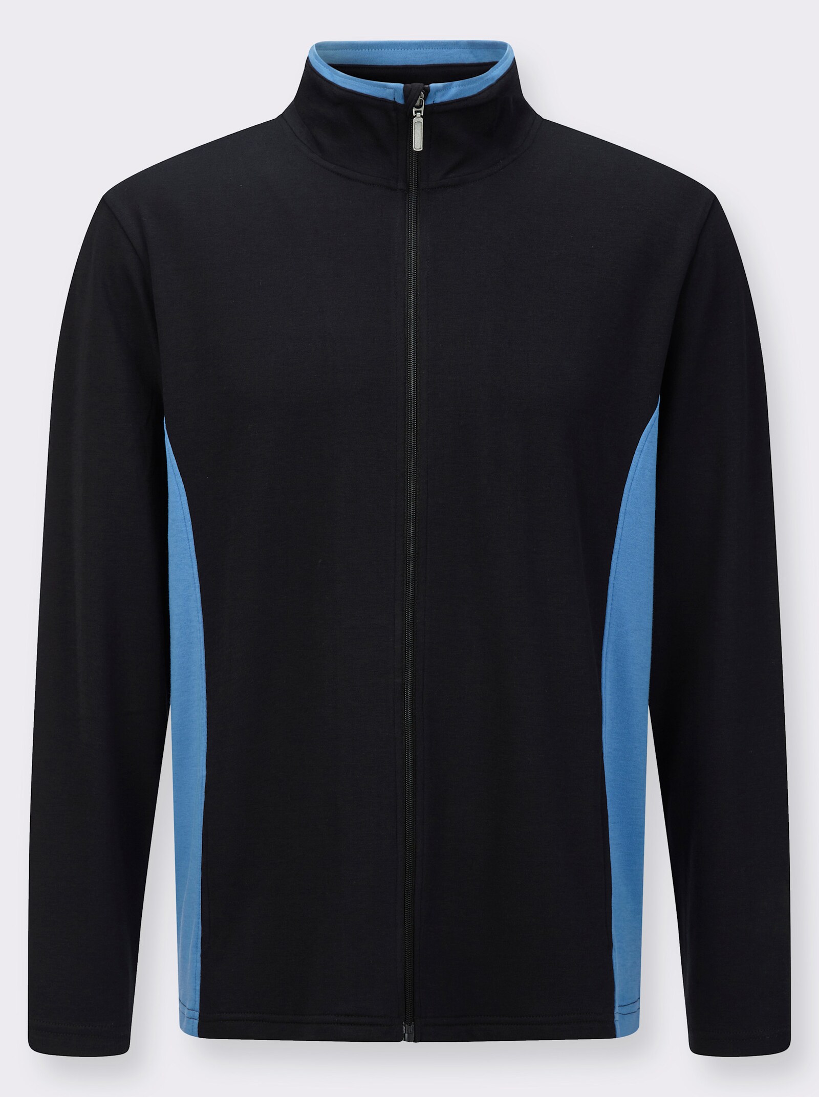 Sweatjacke mit Kontrasten - schwarz-mittelblau