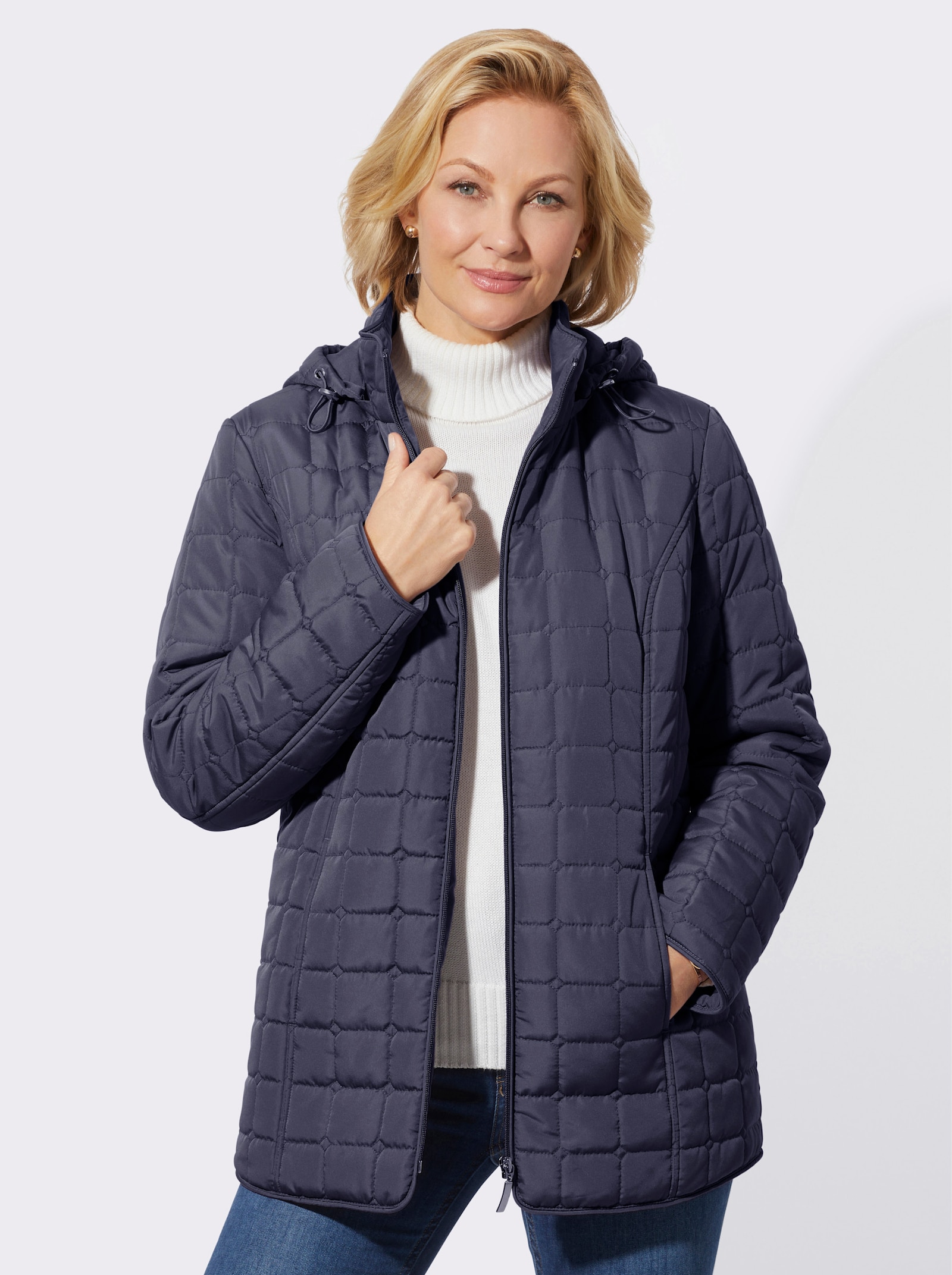 Steppjacke mit abzippbarer Kapuze - marine