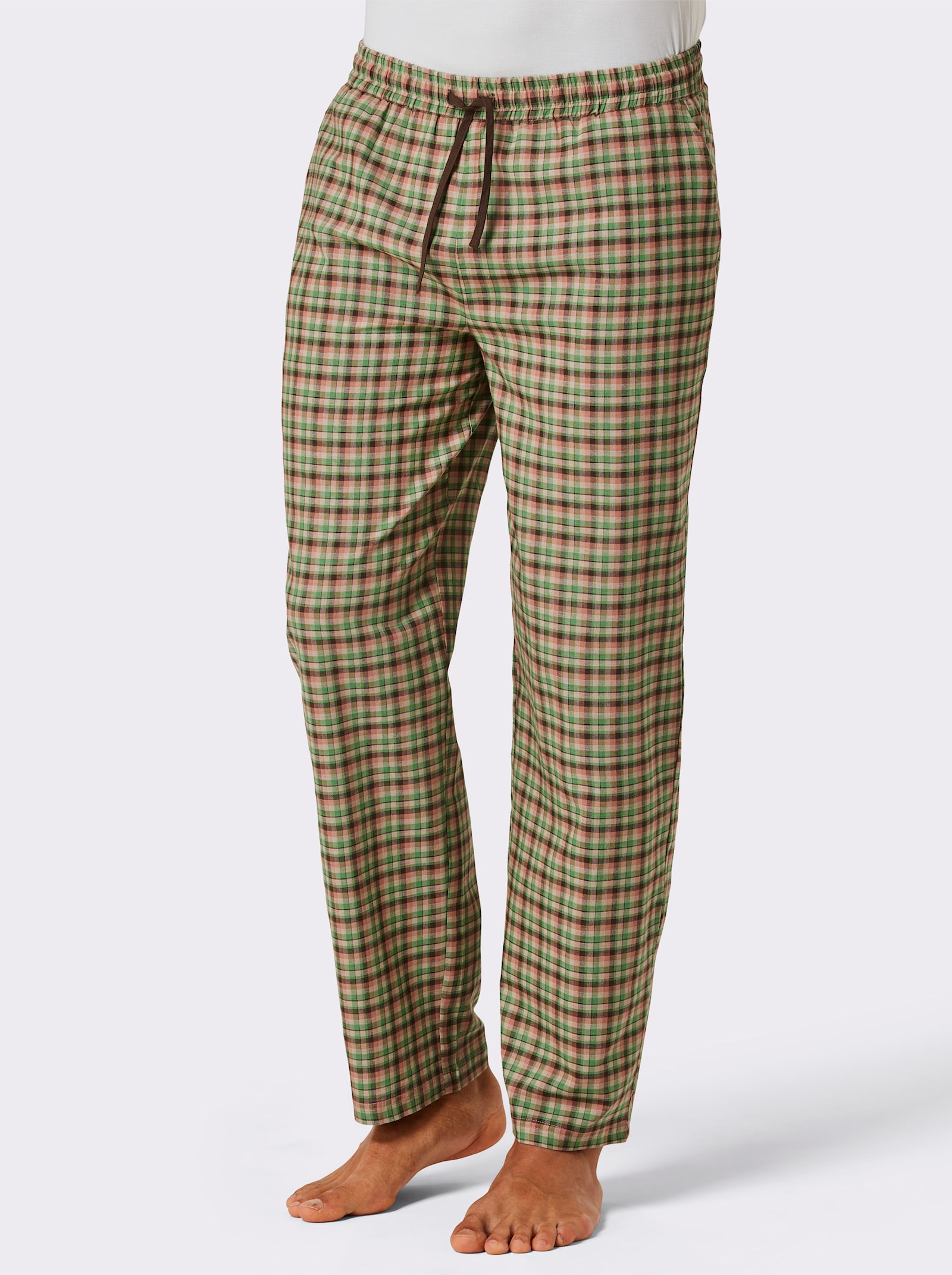 wäschepur men Broek, lang - beige/choco geruit