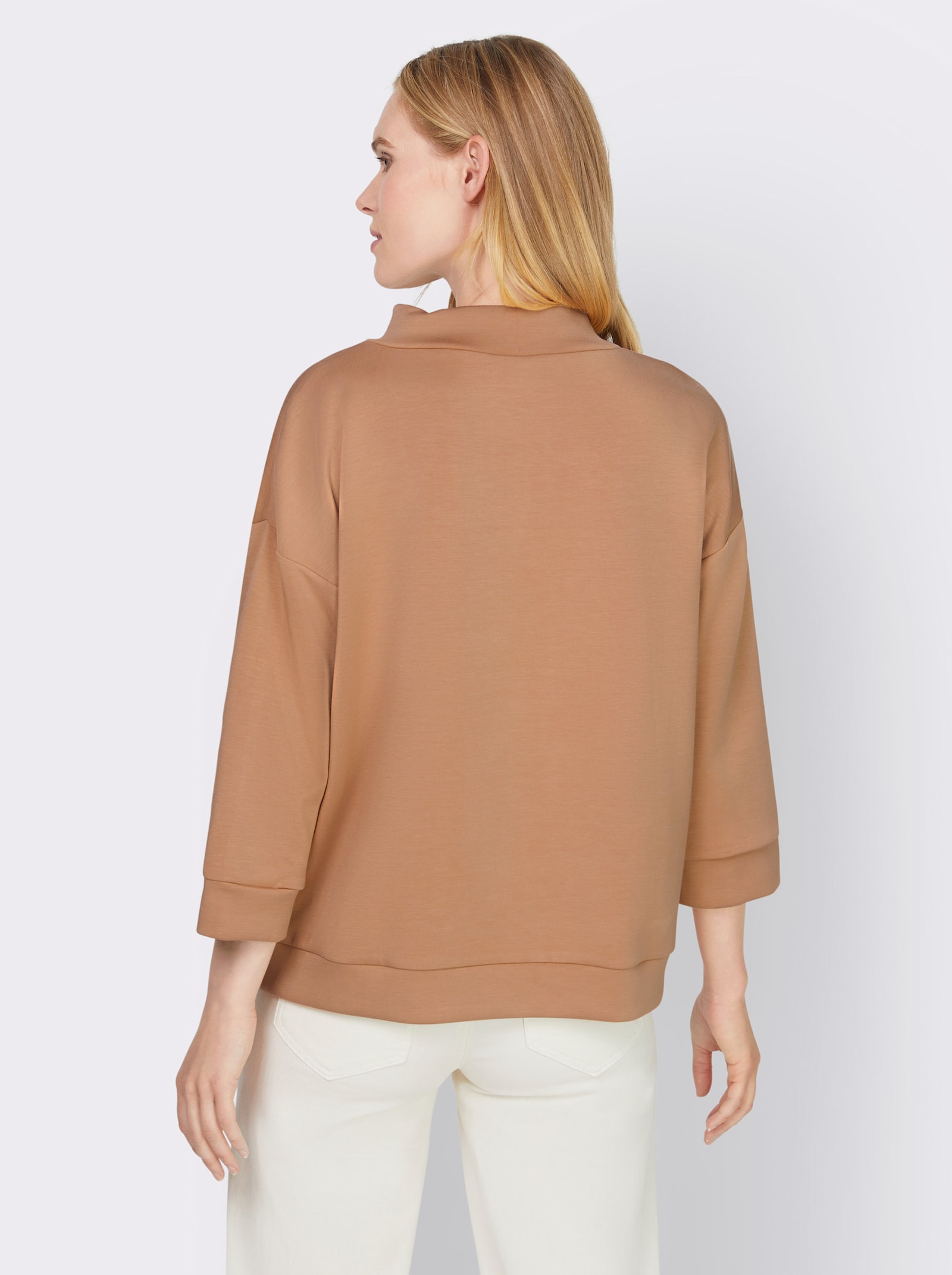 heine Sweatshirt mit verstellbarem Stehkragen - camel