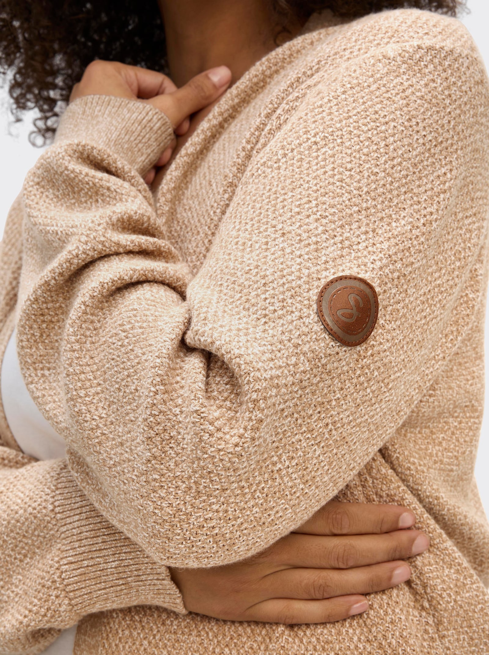 sheego Strickjacke in softer Strukturqualität - camel-meliert