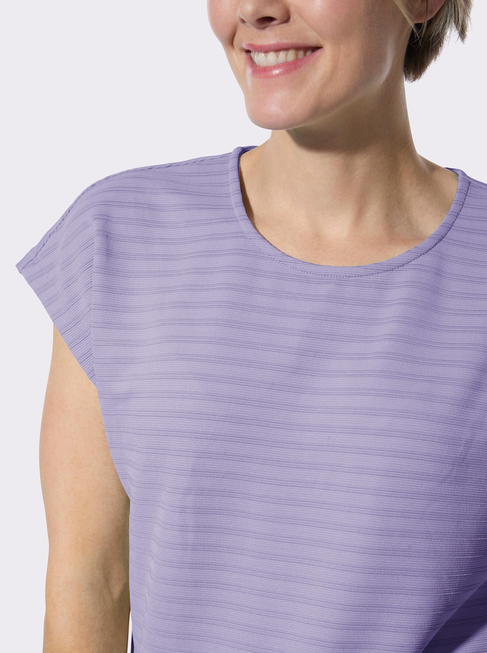 Rundhalsshirt mit Jacquardmuster - flieder