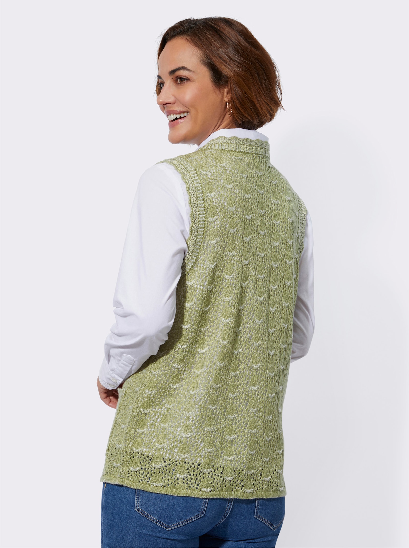 Strickweste im Strukturmuster-Mix - schilf-meliert