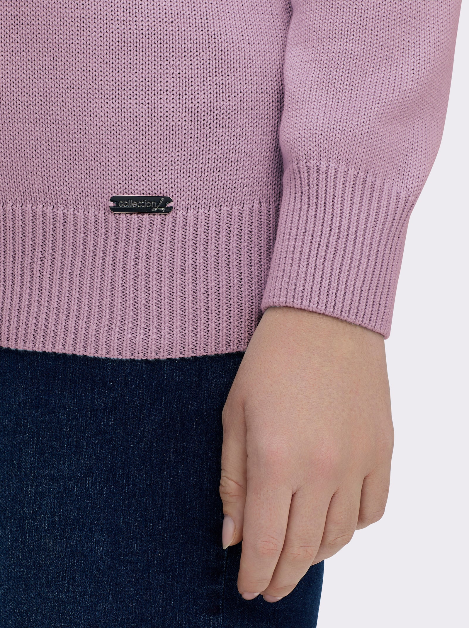 V-Ausschnitt-Pullover mit Baumwolle - altrosé