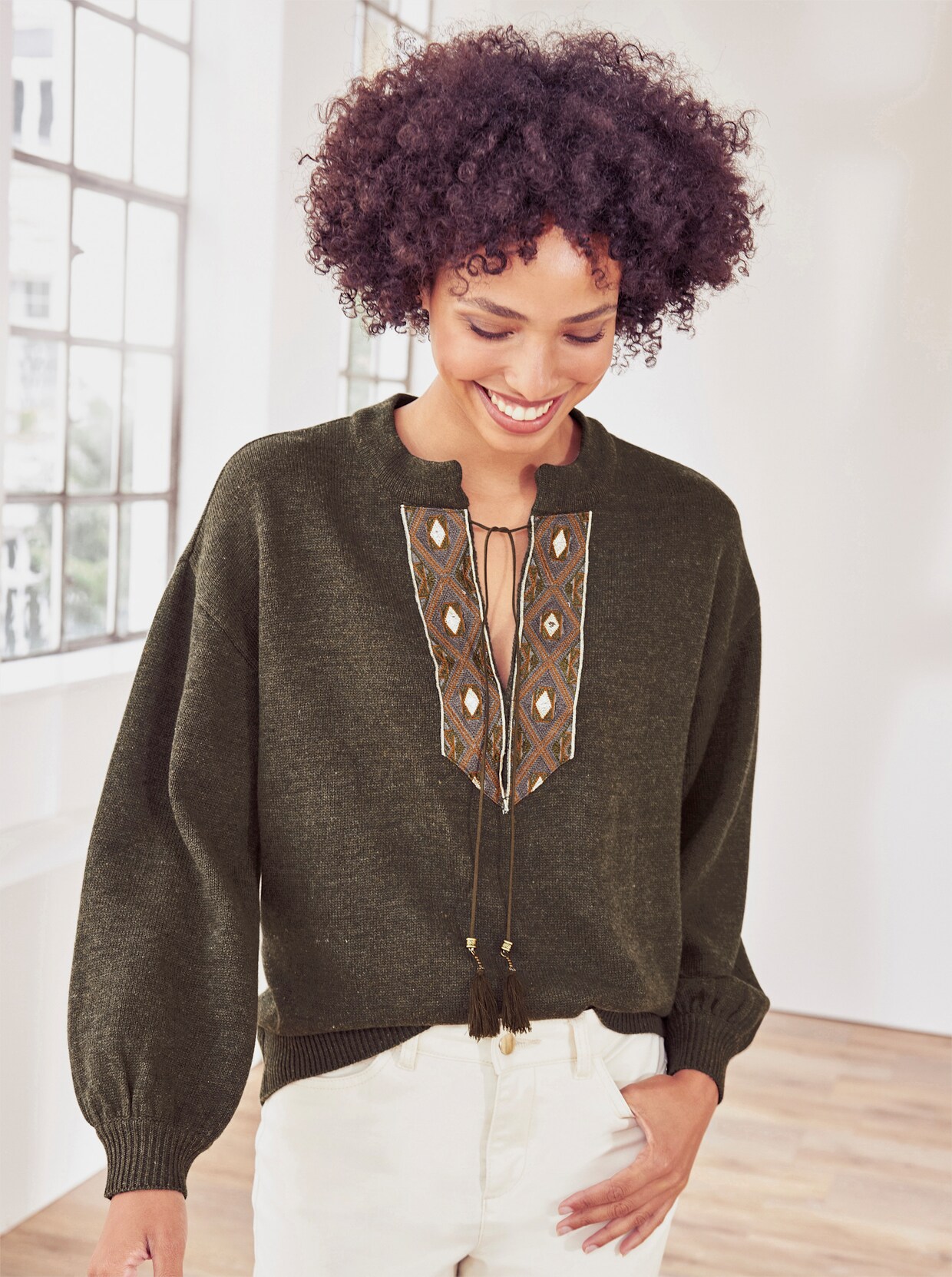 heine Pullover - khaki-meliert