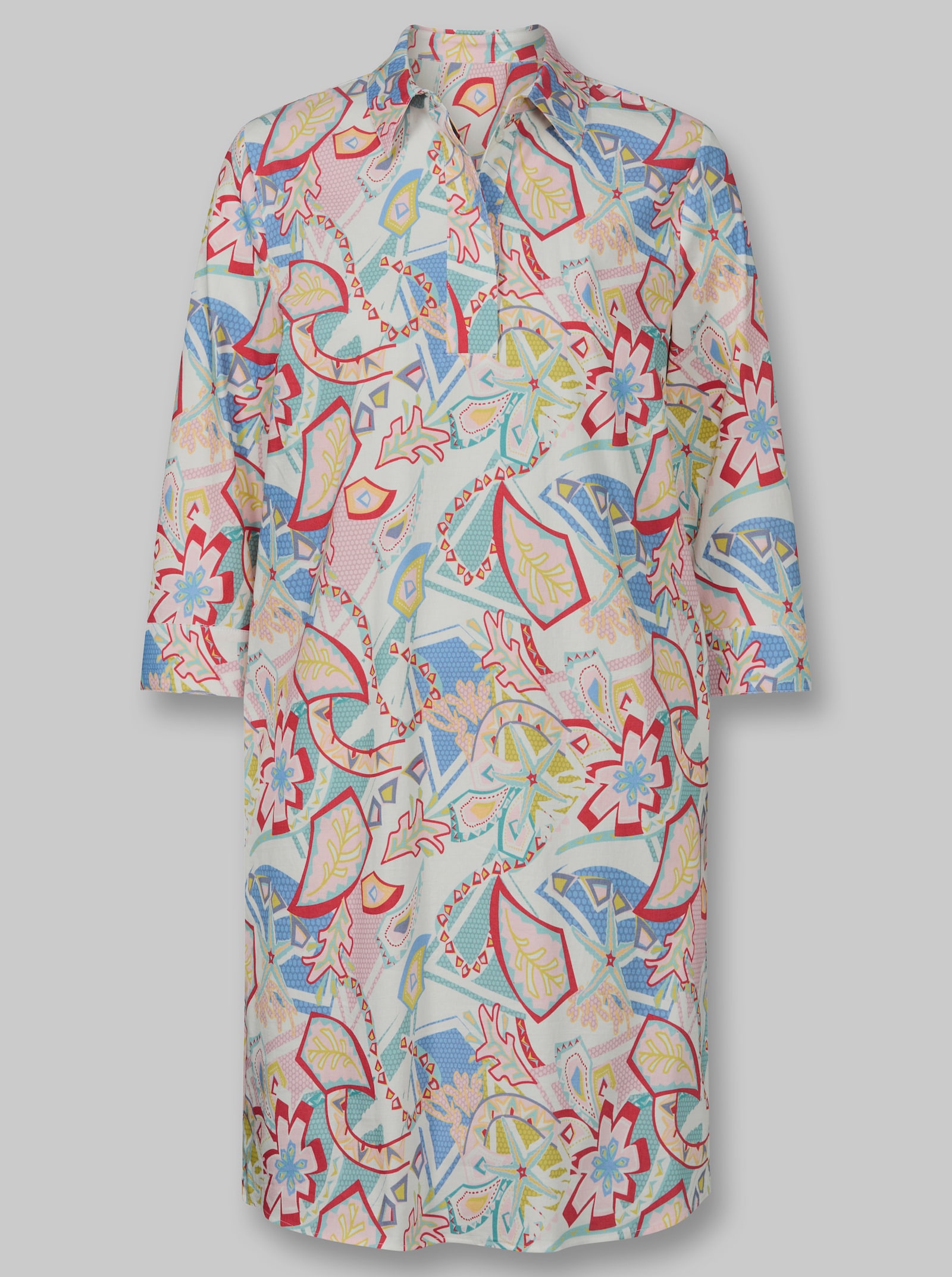 heine Druckkleid mit 3/4-Arm - ecru-hellrosé-bedruckt
