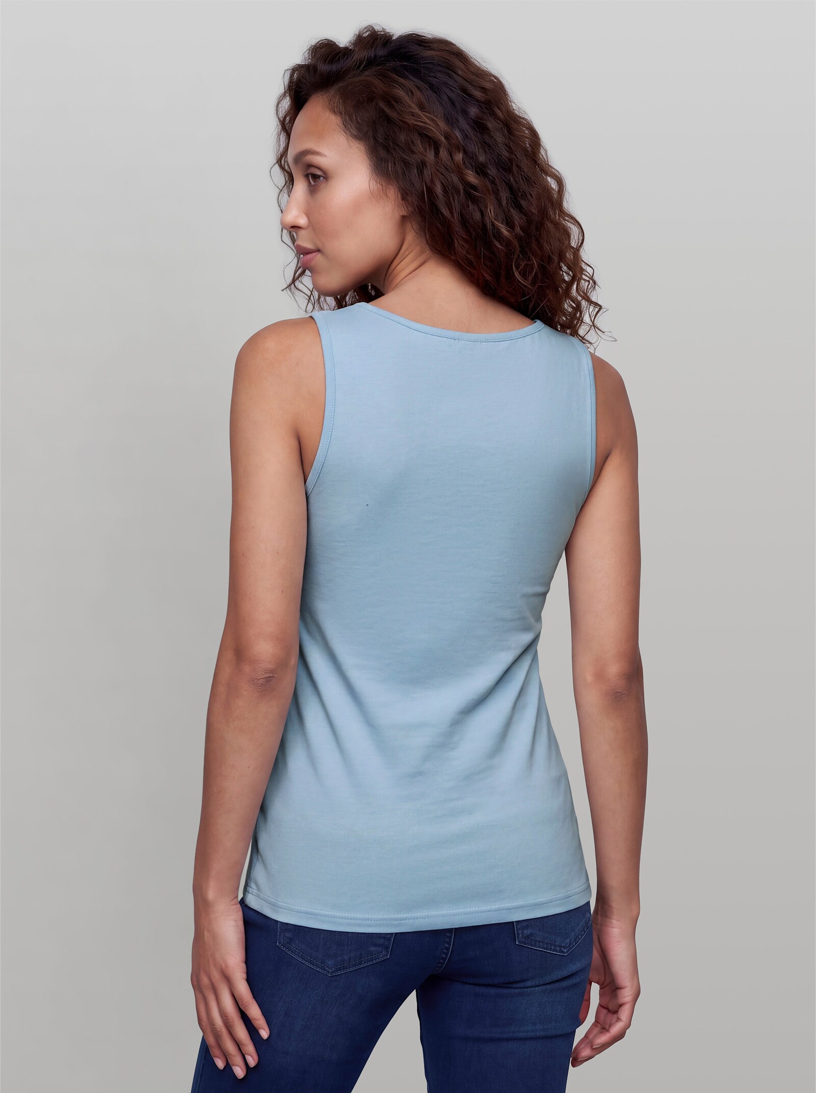 heine Shirttop mit Leinen - hellblau