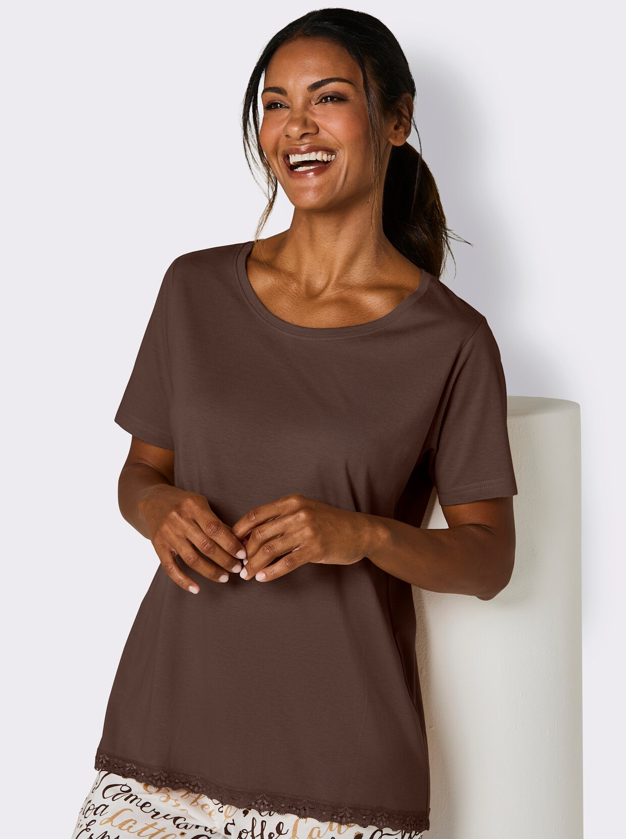 wäschepur Schlafanzug-Shirt - schoko