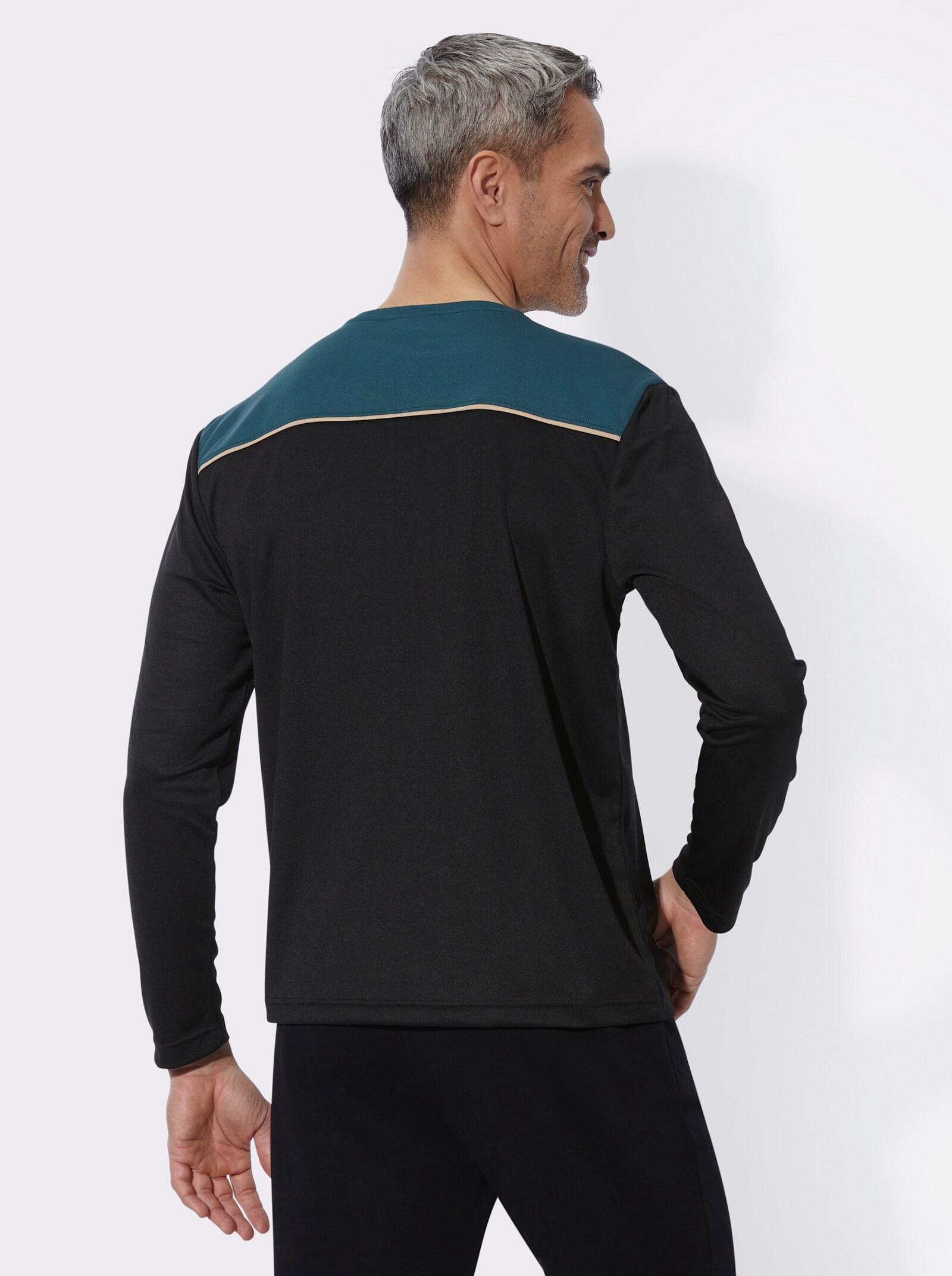 Freizeitshirt in atmungsaktiver Qualität - petrol-schwarz