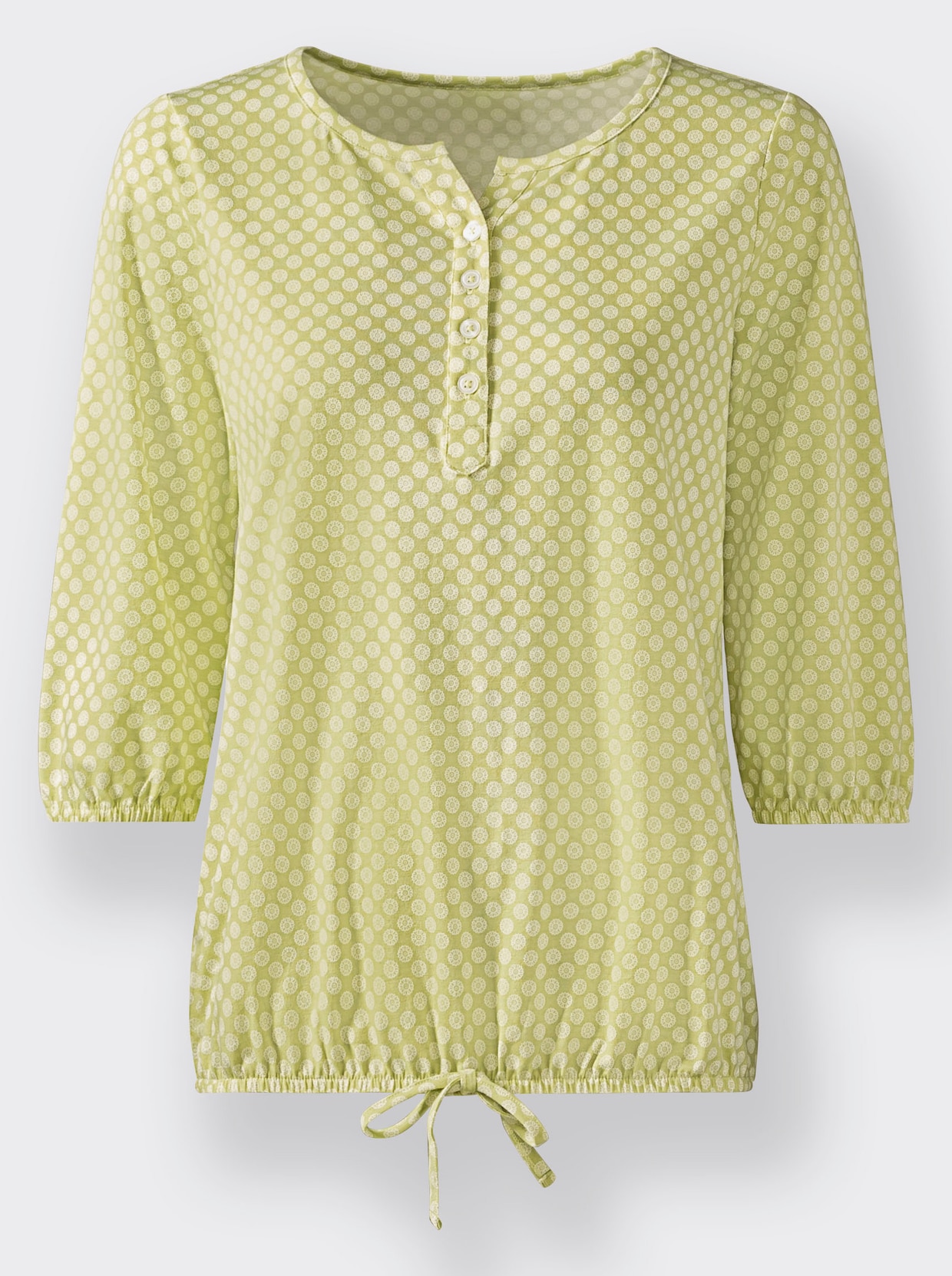 Shirt - lindgrün-ecru-bedruckt