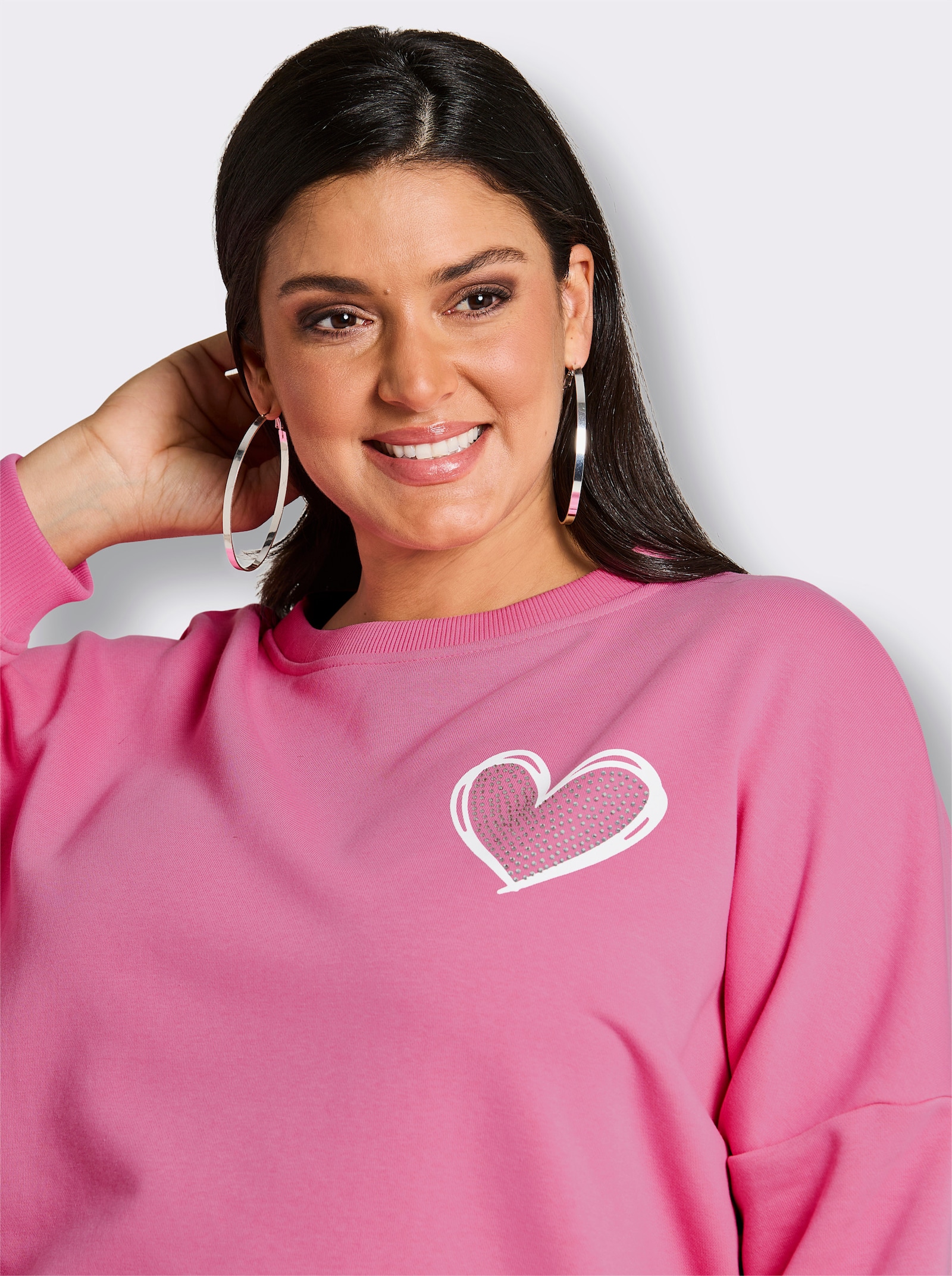 sheego loves miss goodlife Sweatshirt mit Herz- und Statement-Print - altrosa-ecru-bedruckt