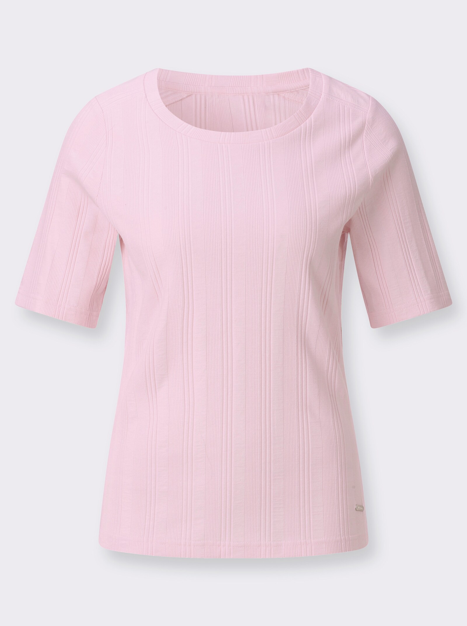 Kurzarmshirt in Rippen-Jersey-Qualität - hellrosé