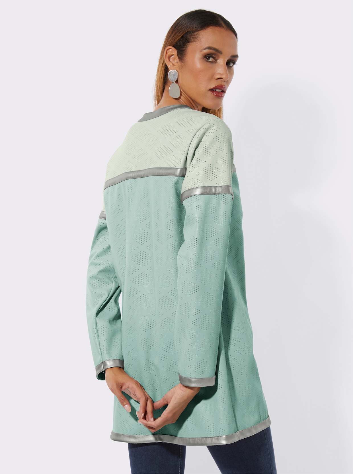 Lederimitat-Blazer - kalkmint-zartmint