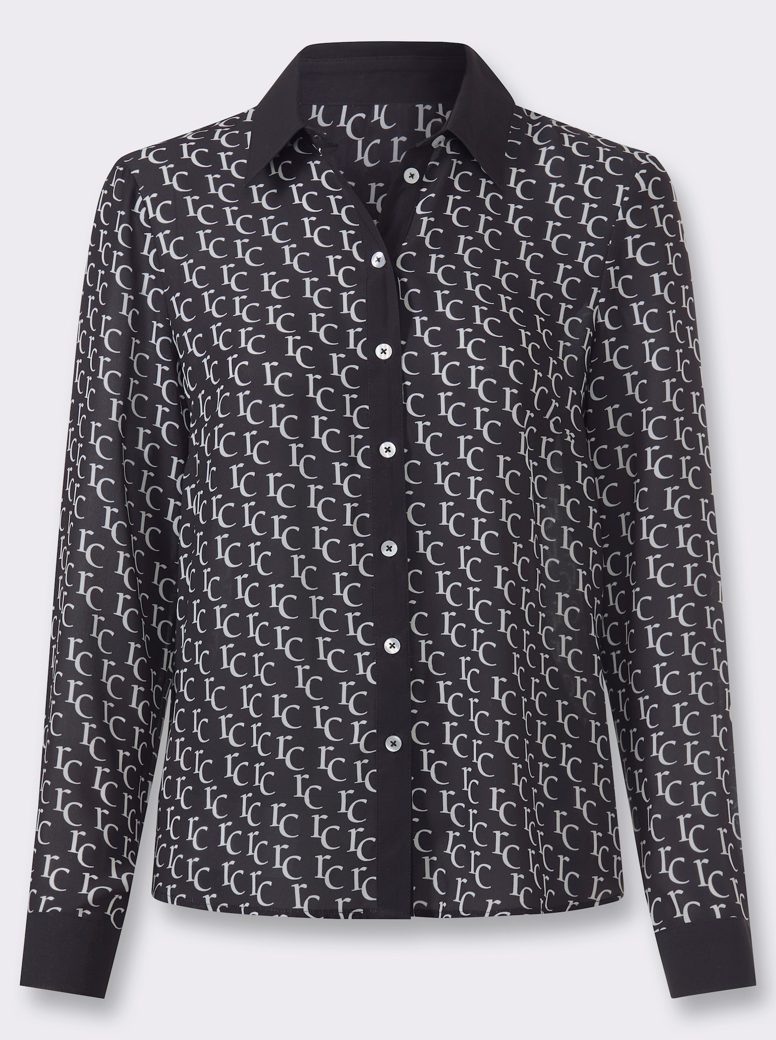 heine Hemdbluse in Crêpe-Qualität - schwarz-ecru-bedruckt