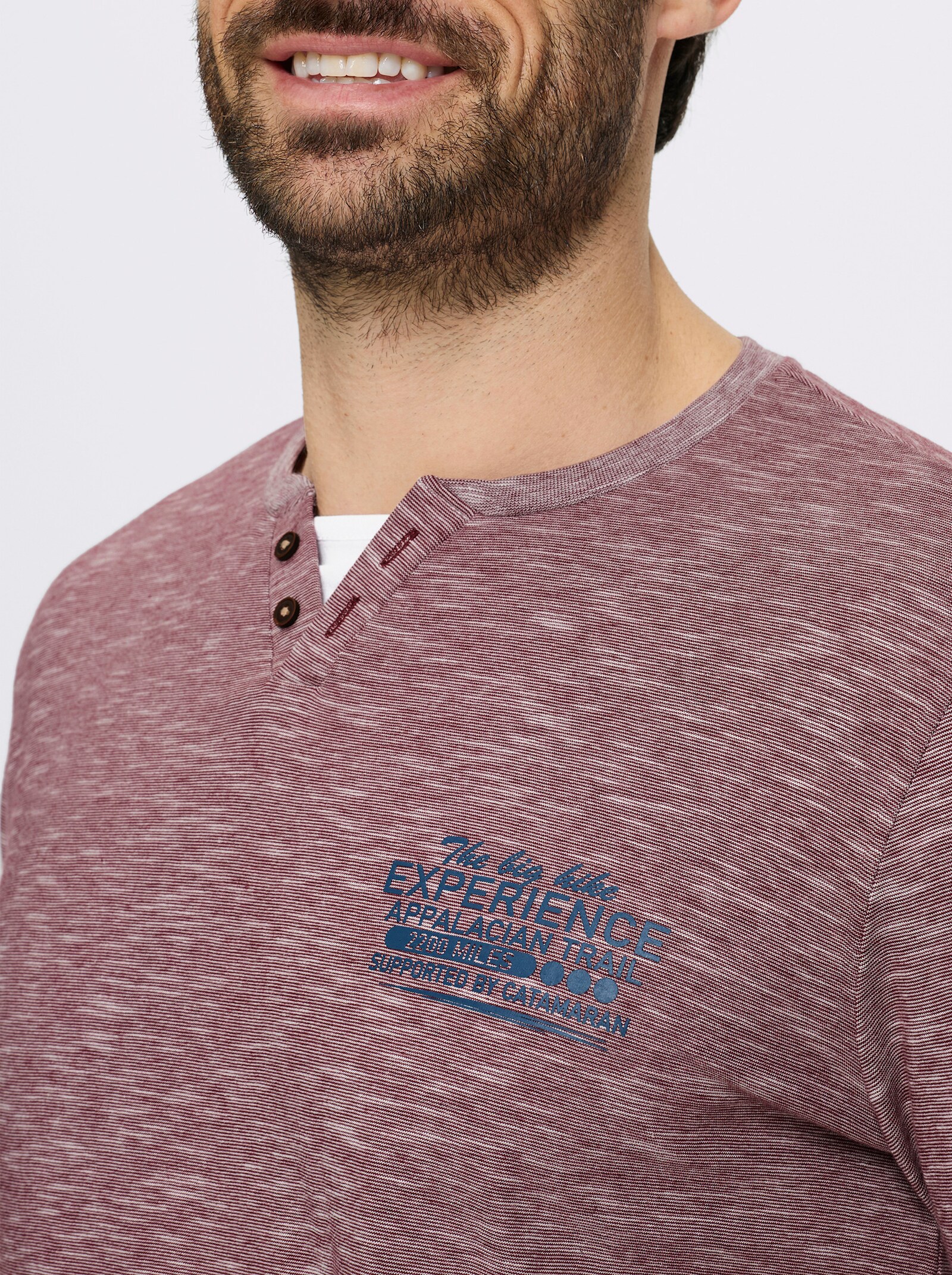 Catamaran Langarmshirt in 2-in-1-Optik - bordeaux-meliert