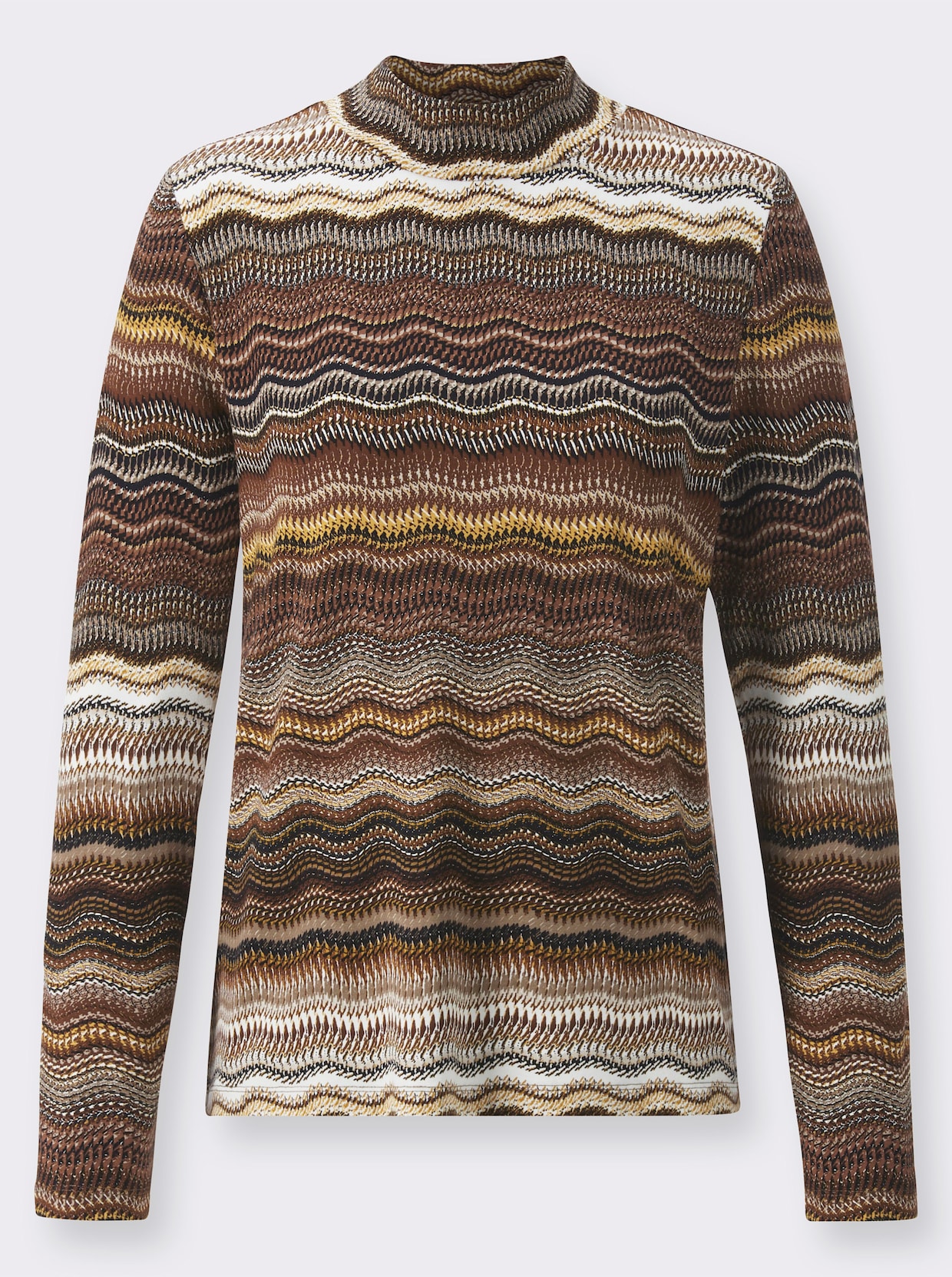 Shirt met lange mouwen - sesam/choco bedrukt