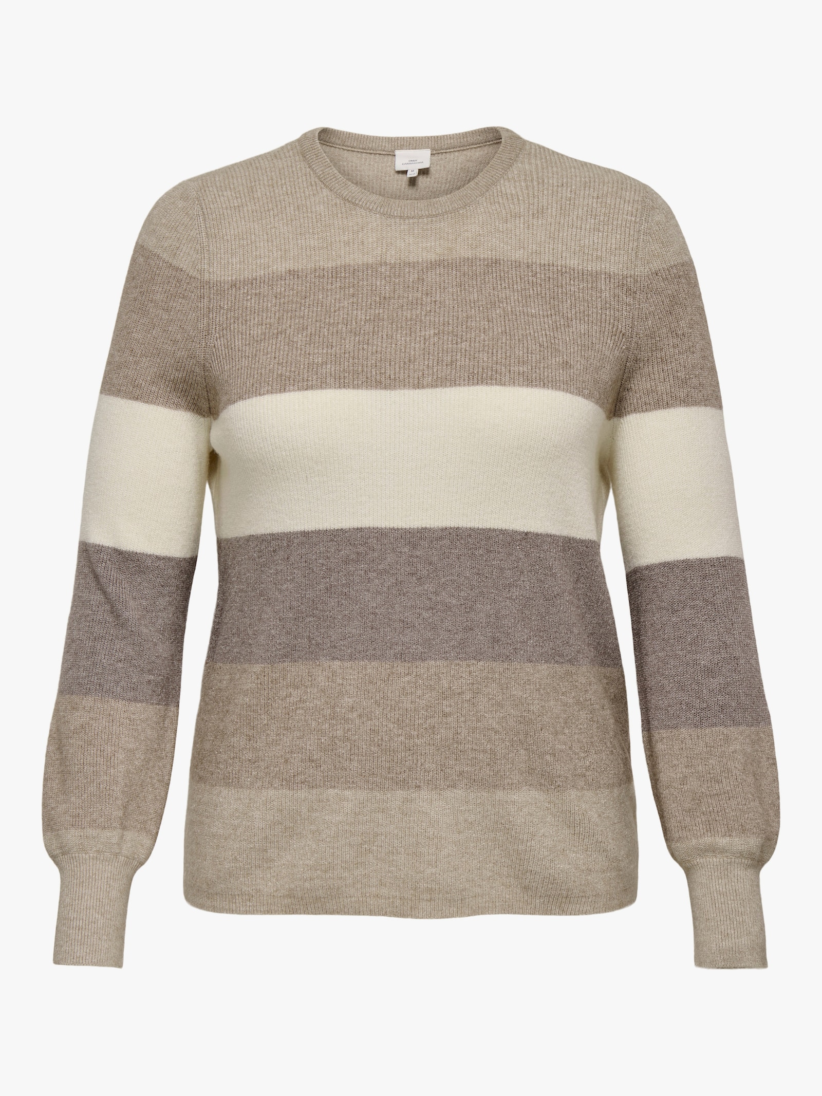 ONLY CARMAKOMA Strickpullover - feather gray stripes:beige/whitecap gray/leafless tree