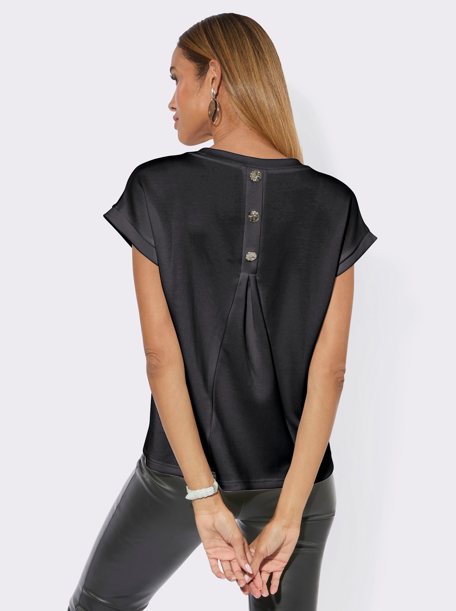 Sweatshirt mit Glitzersteinchen-Verzierung - schwarz