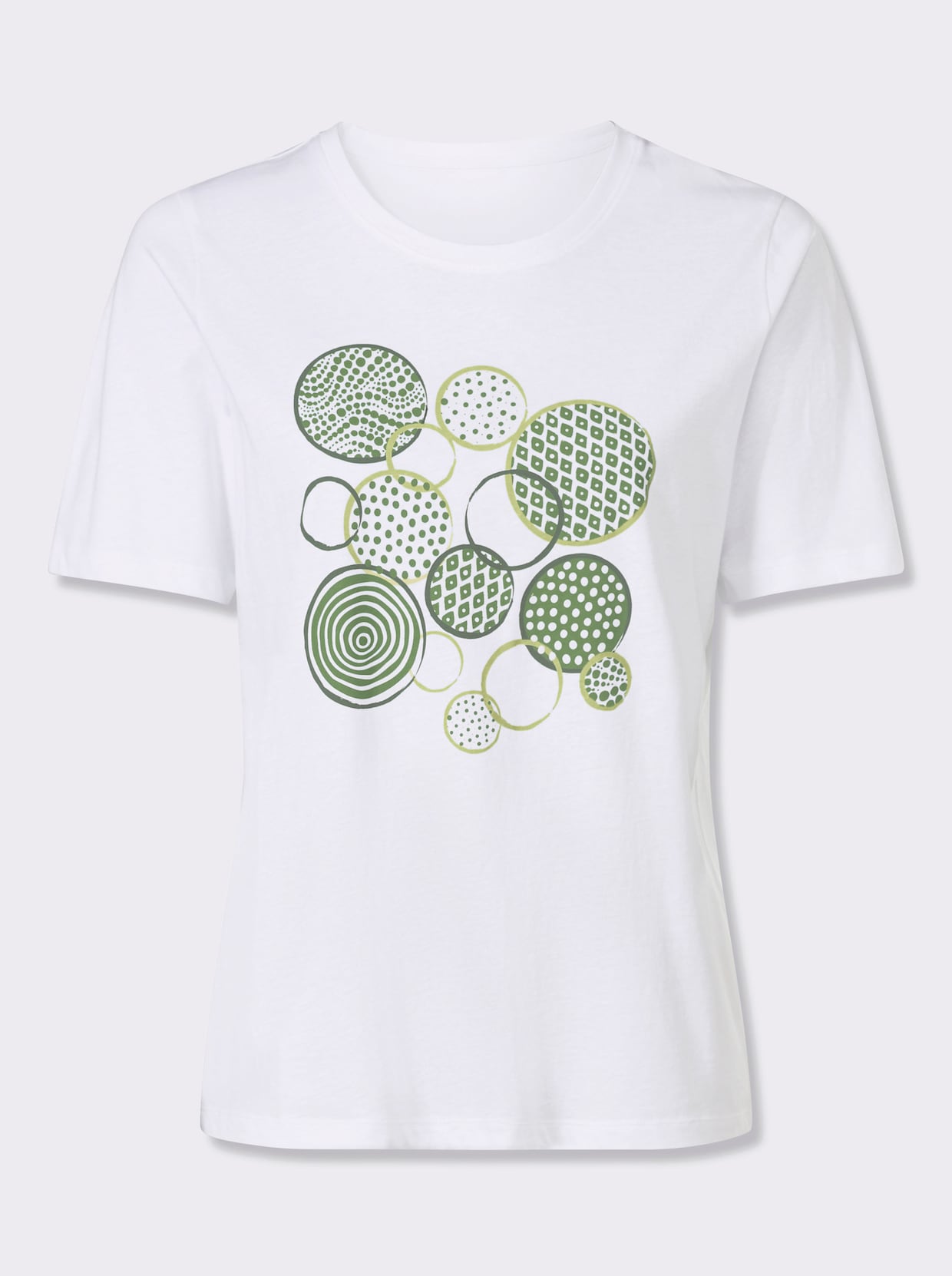 Kurzarmshirt mit platziertem Druck - weiß-eucalyptus