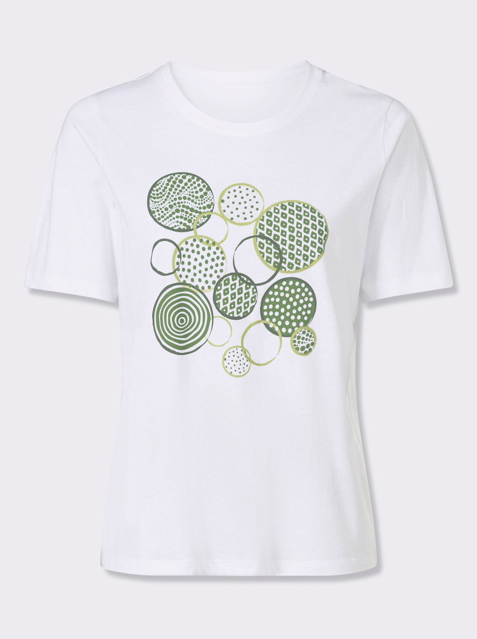 Kurzarmshirt mit platziertem Druck - weiß-eucalyptus
