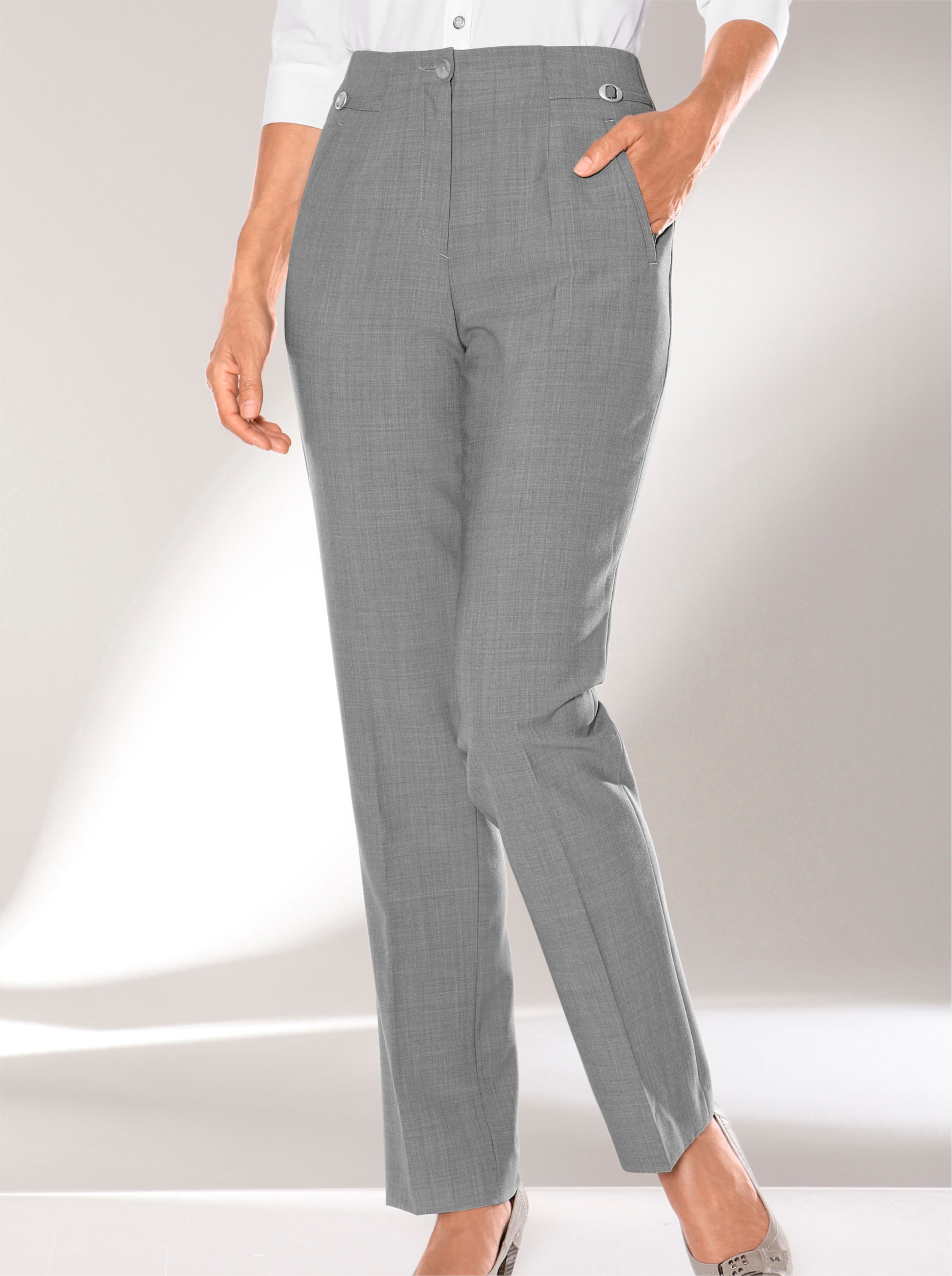 Witt Weiden Damen Bügelfaltenhose grau meliert  - Onlineshop Witt Weiden