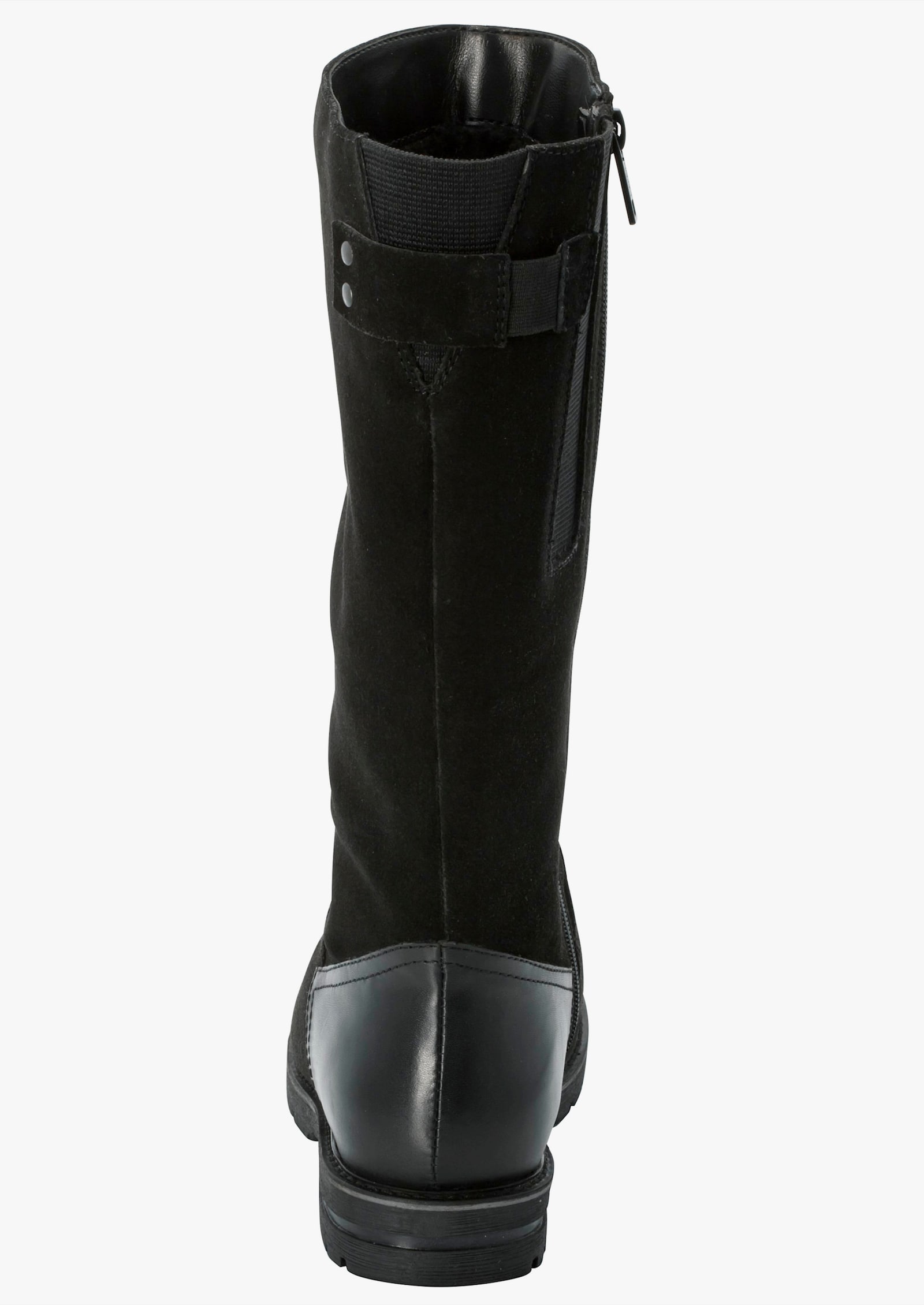 sheego Weitschaftstiefel aus Leder mit Fellimitat - schwarz