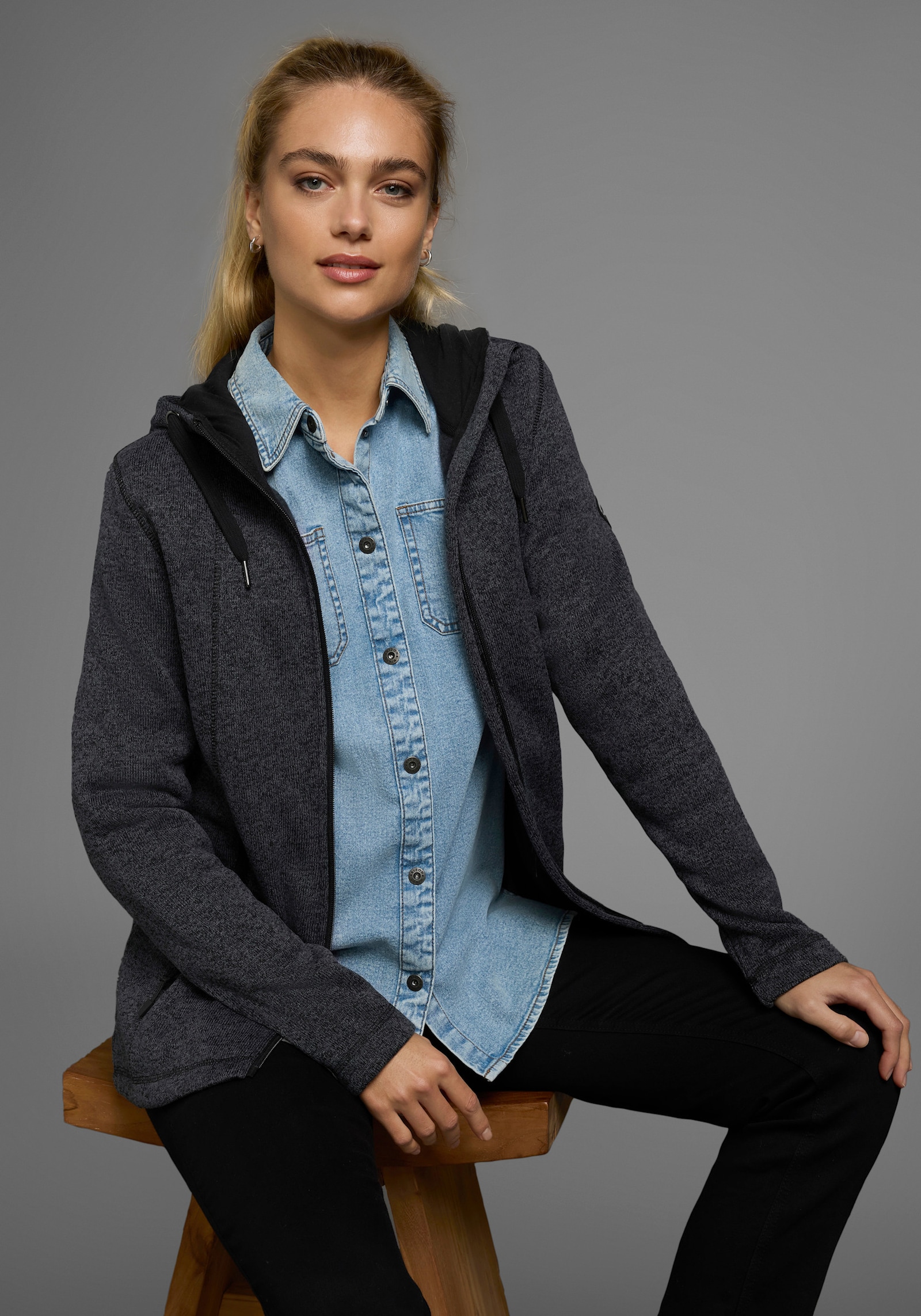 Polarino Strickfleecejacke - anthrazit