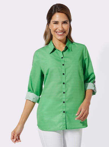 Hemdbluse mit Kontraststreifen - apfel