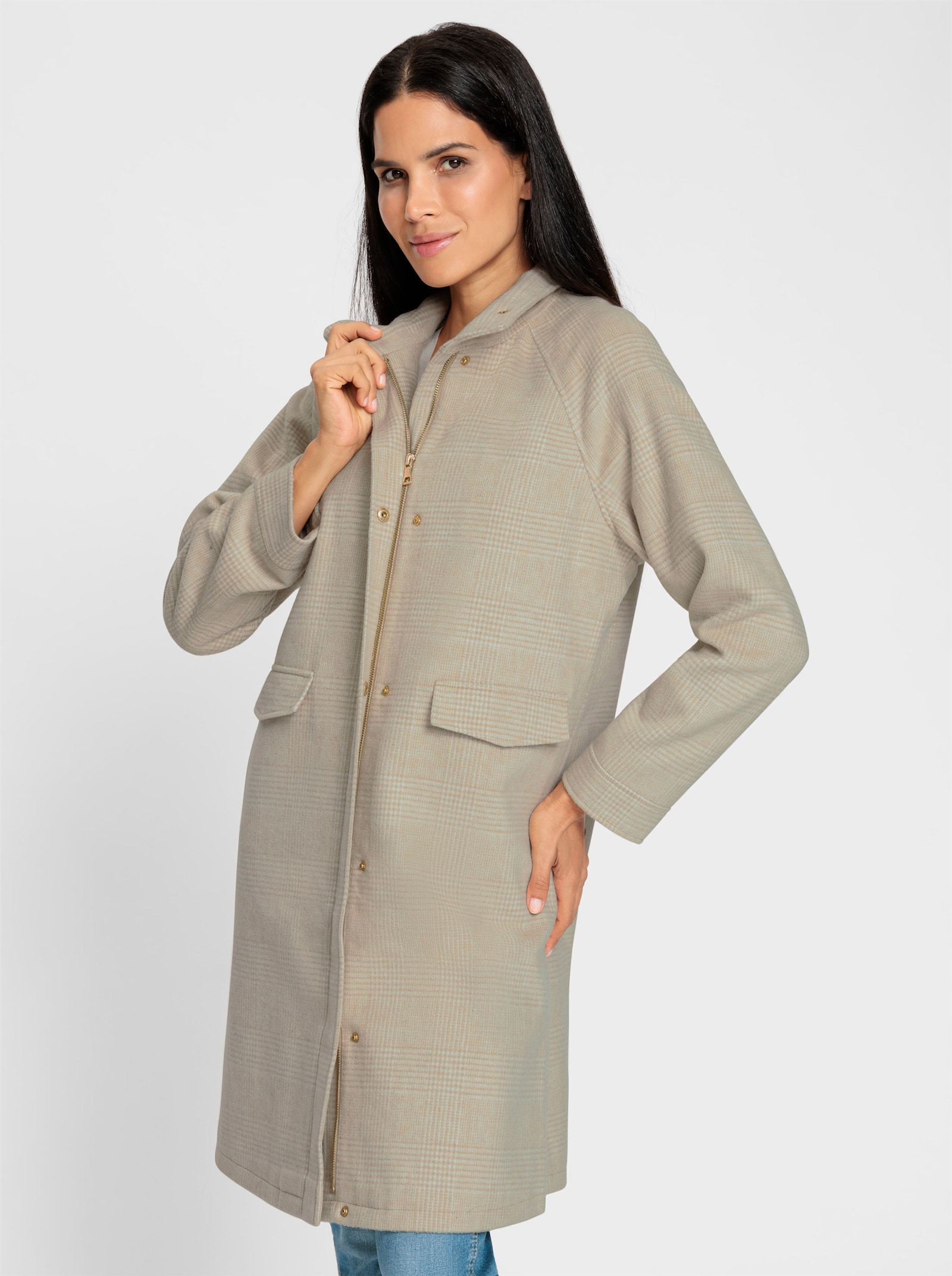 heine Kurzmantel mit Gehschlitz hinten - beige-champagner-meliert