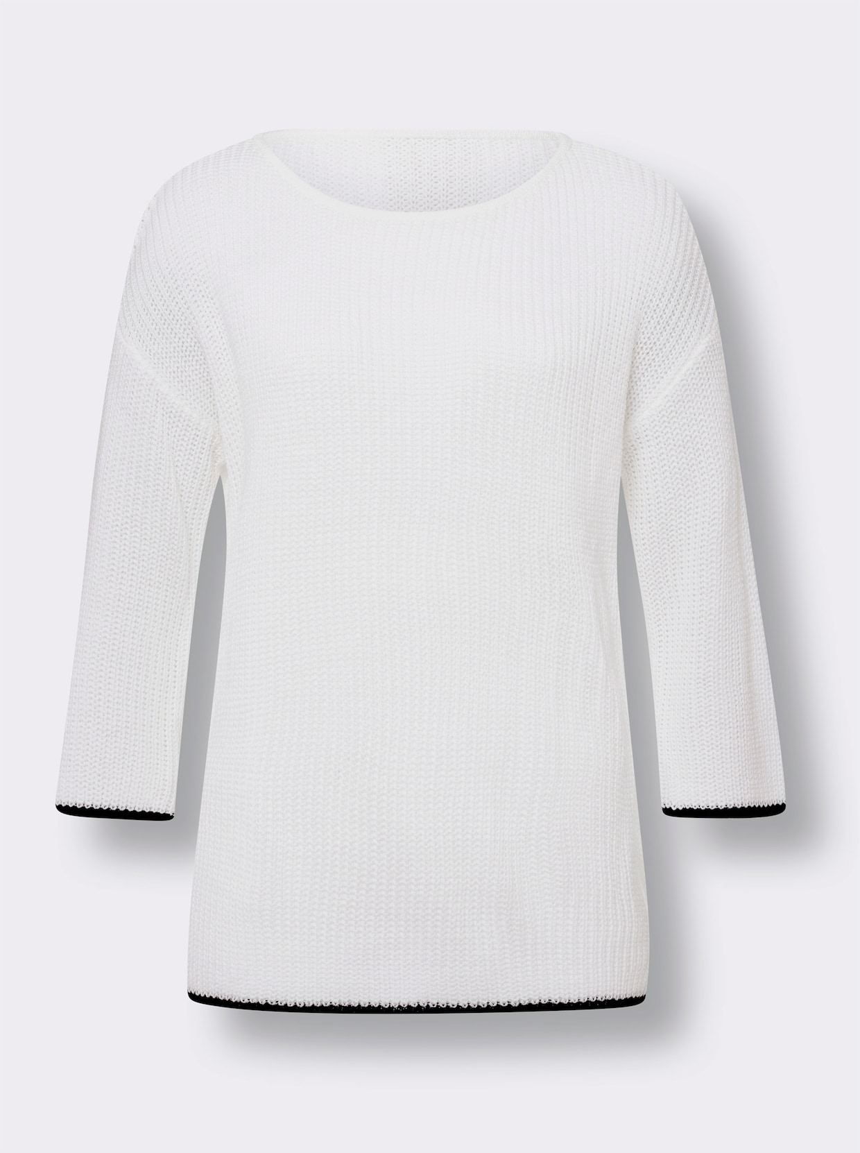 Langarm-Pullover - weiss