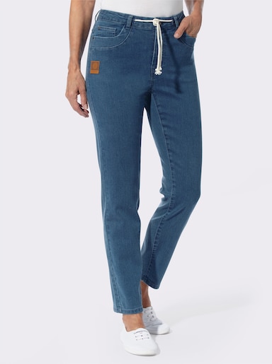 Jeans mit Tunnelzug und Bindeband - blue-bleached