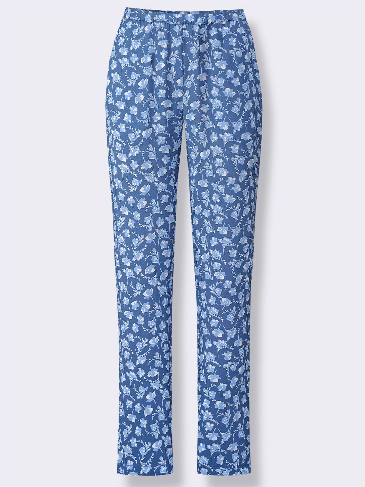 Schlupfhose - jeansblau-weiß-bedruckt