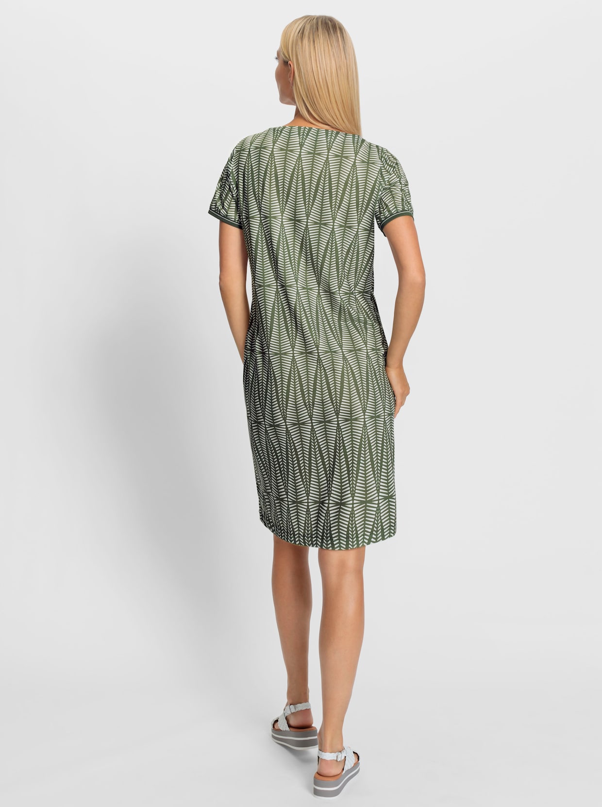 heine Robe en jersey - kaki-écru imprimé