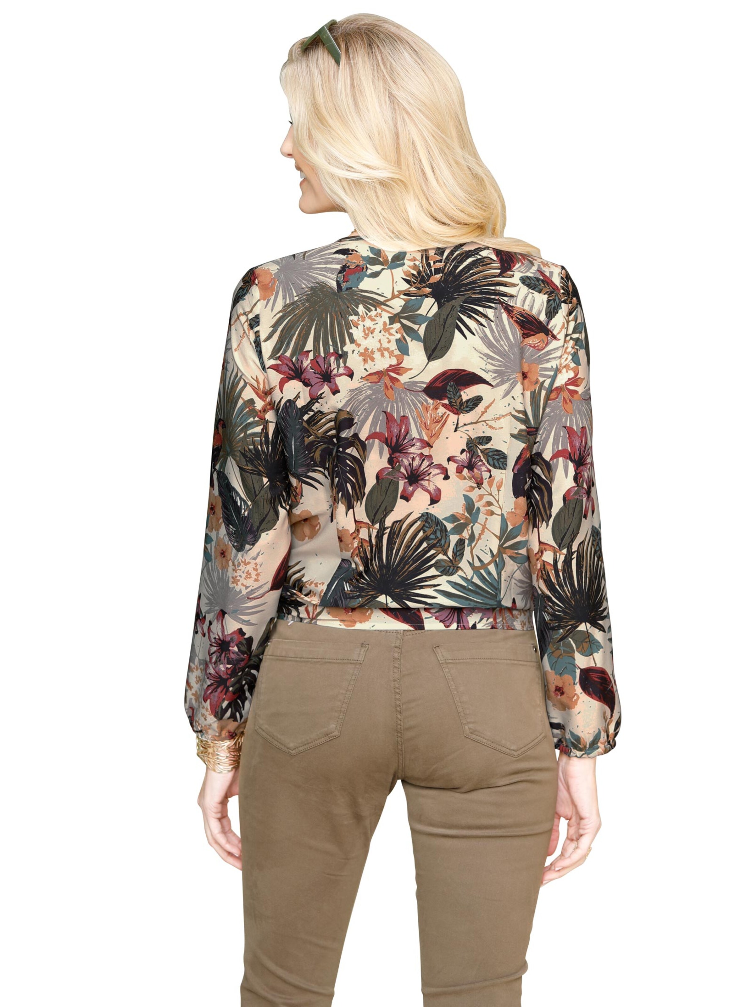 Bluse - oliv-gemustert