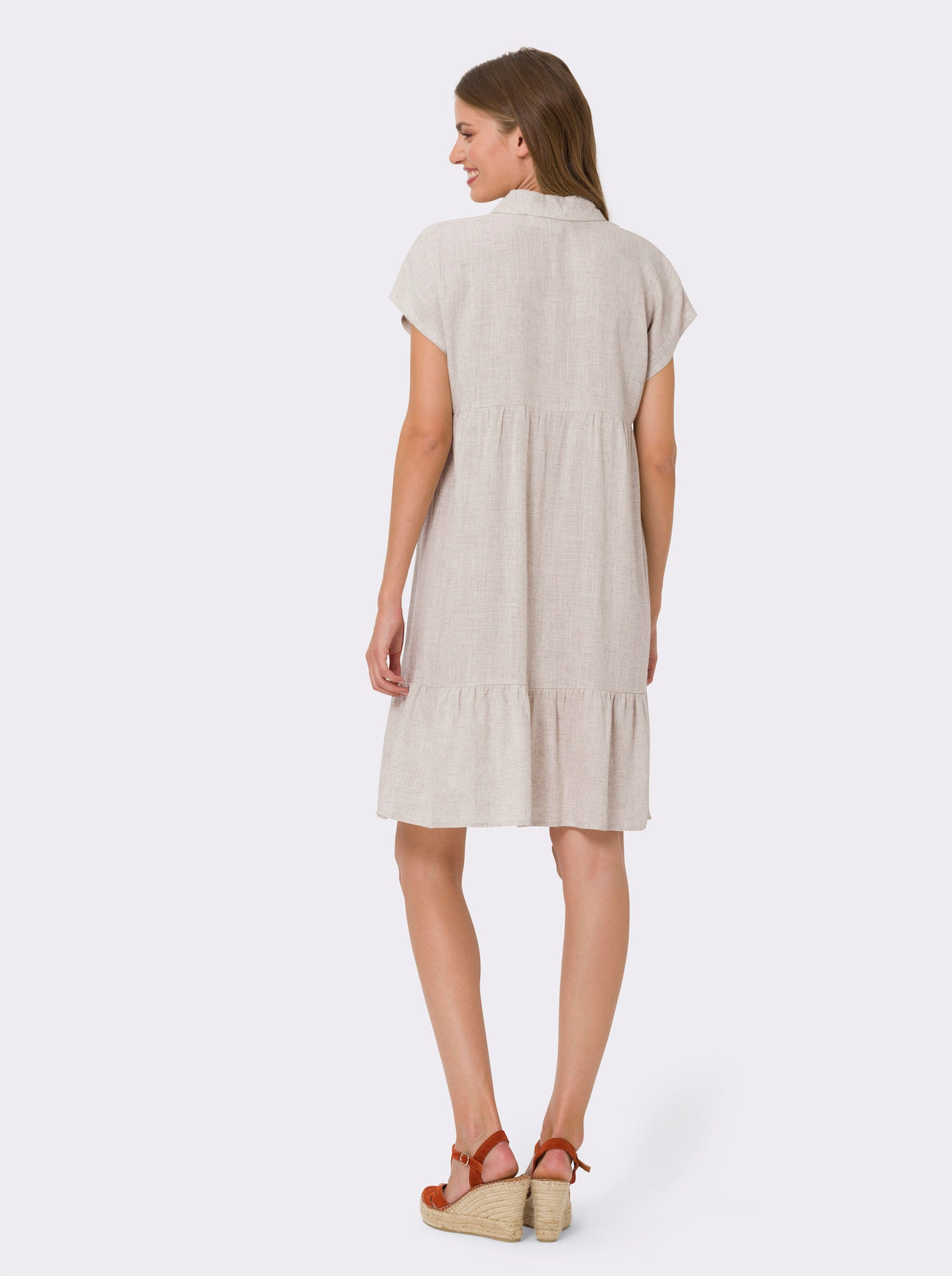 heine Freizeitkleid mit Horn-Optik-Knöpfen - sand-meliert