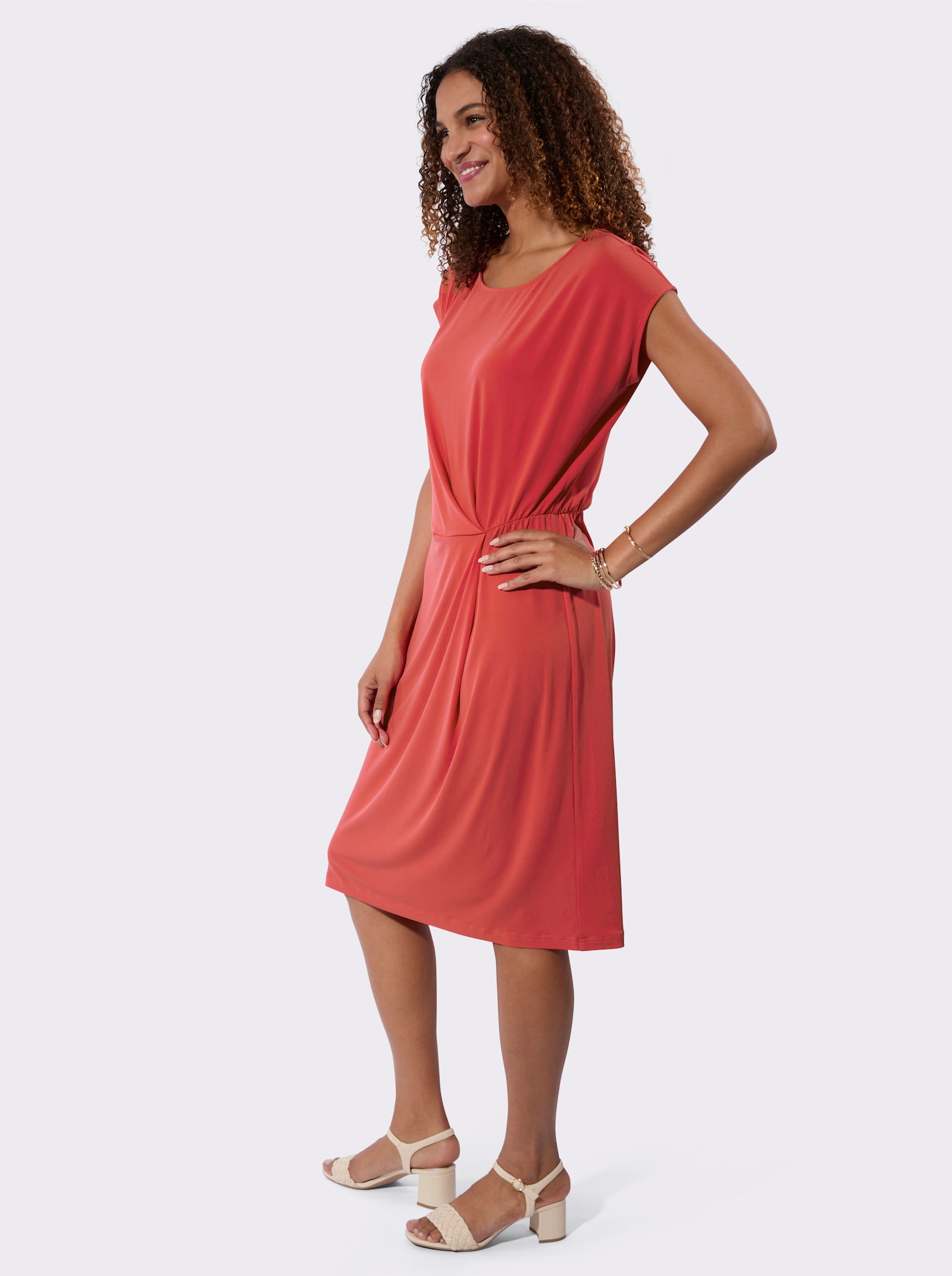 Jerseyjurk met geaccentueerde taille - aardbei