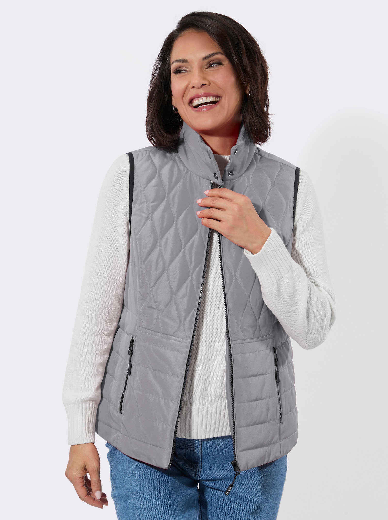 Steppweste in kontrastreicher Verarbeitung - steingrau