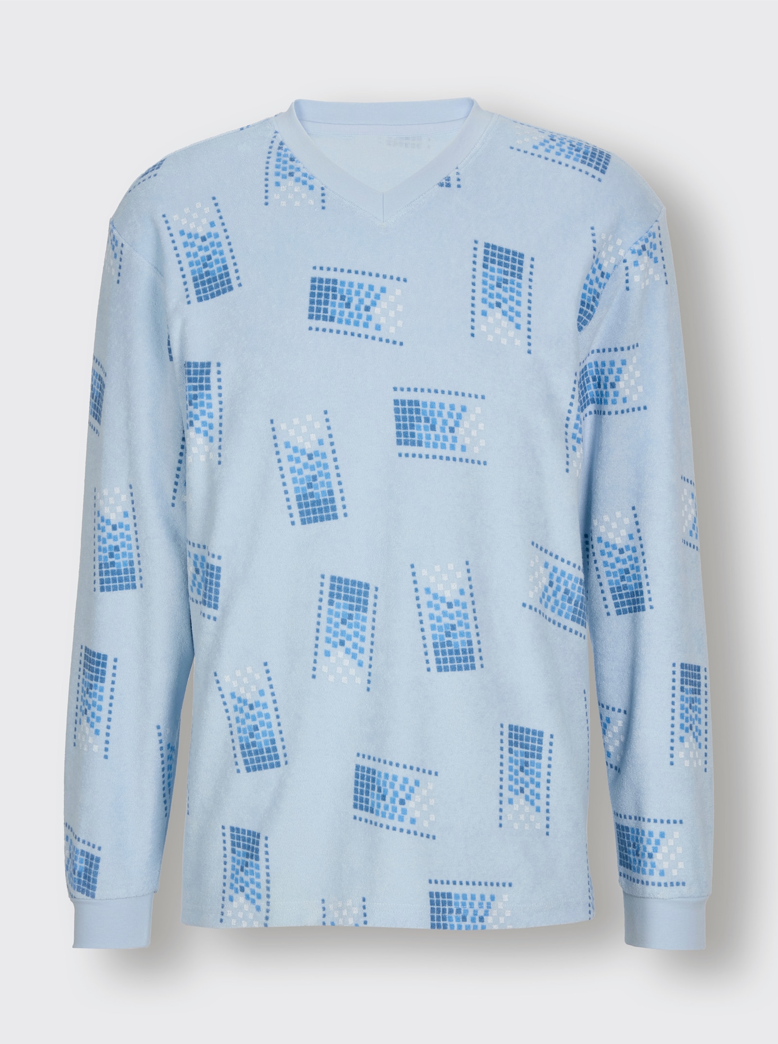 KINGsCLUB Schlafanzug aus Feinfrottee - hellblau-bedruckt