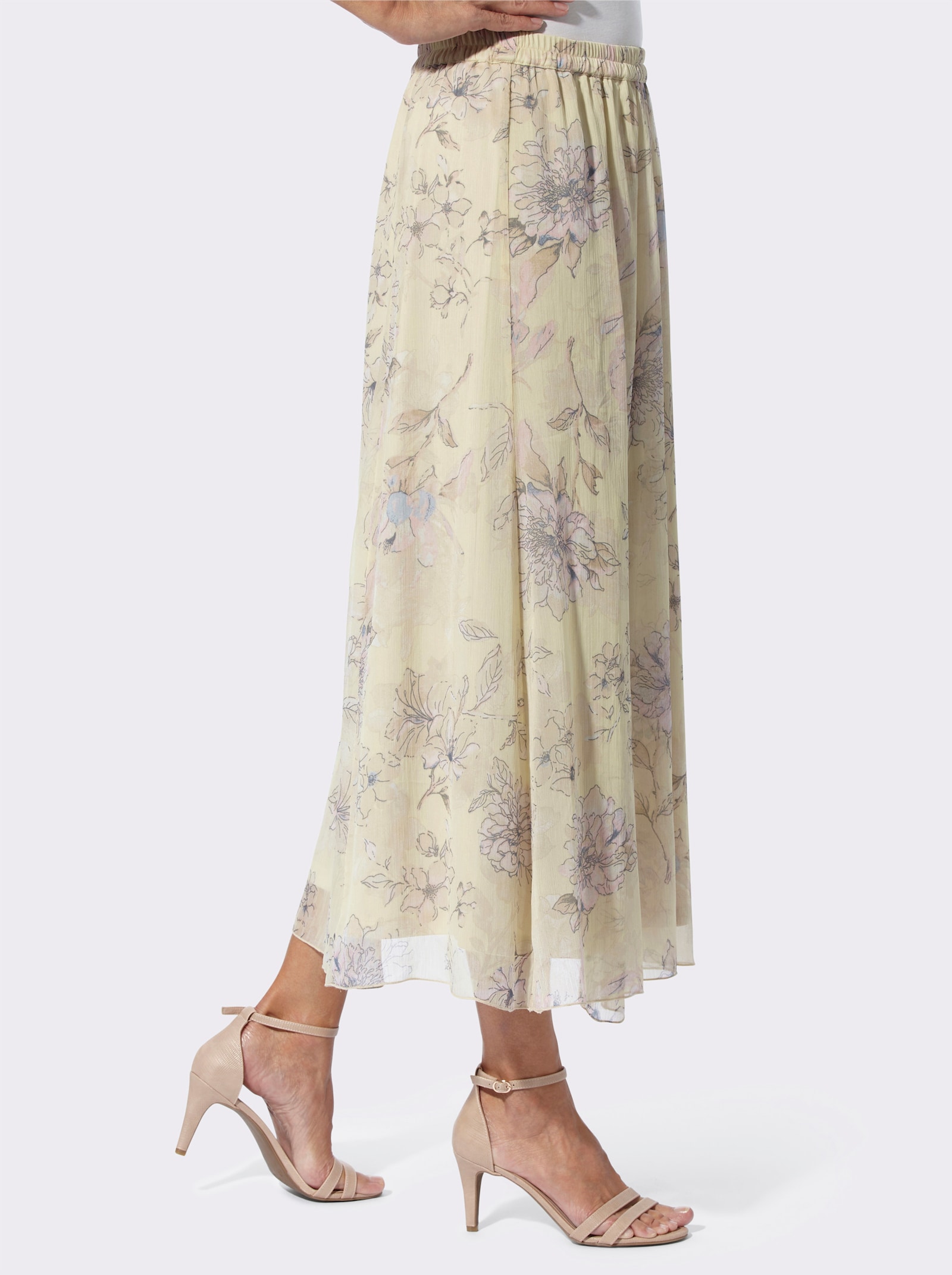 Schlupfrock in Chiffon-Qualität - sand-hortensie-bedruckt