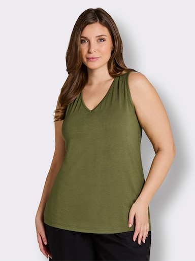 sheego Shirttop mit Bindeband im Nacken - oliv