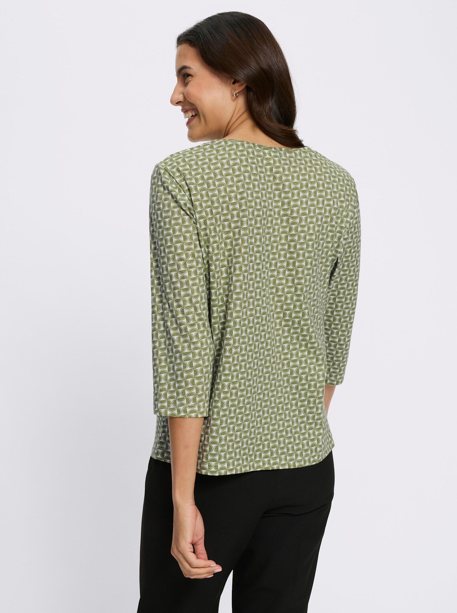 Print-Shirt mit grafischem Dessin - schilf-ecru-bedruckt