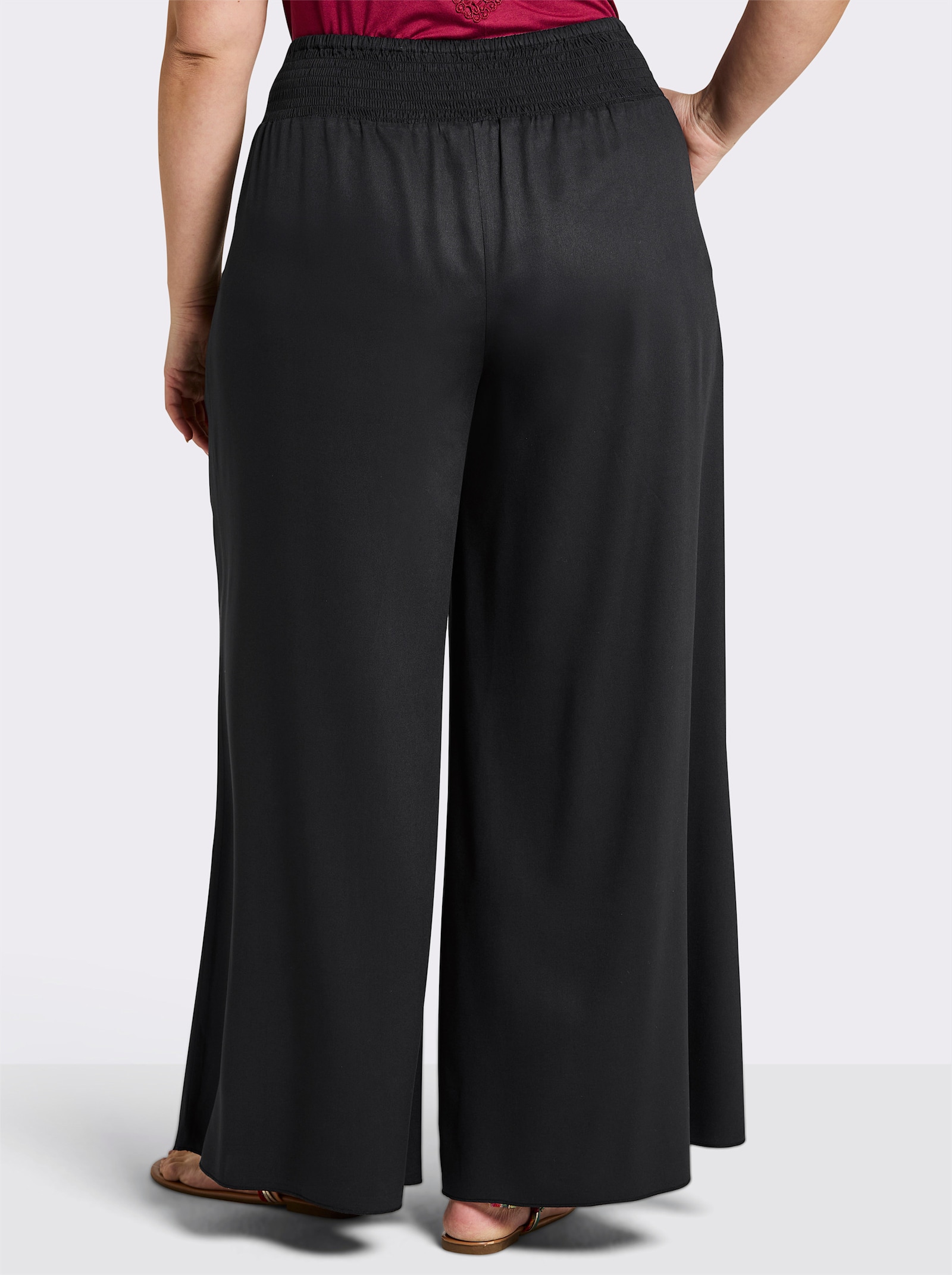 sheego Schlupfhose mit Babylock-Wellensaum - schwarz