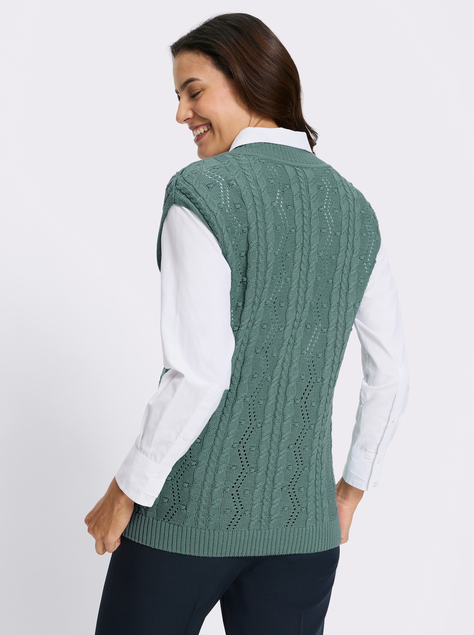 Pullunder mit Strickmuster-Mix - jade