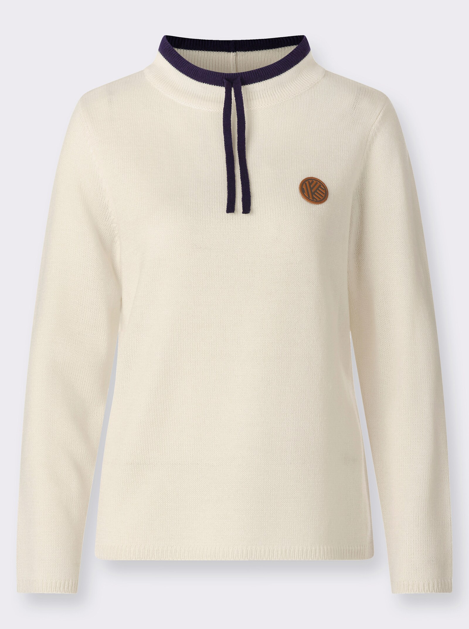 Stehkragenpullover mit Kontrast-Akzenten - champagner-marine