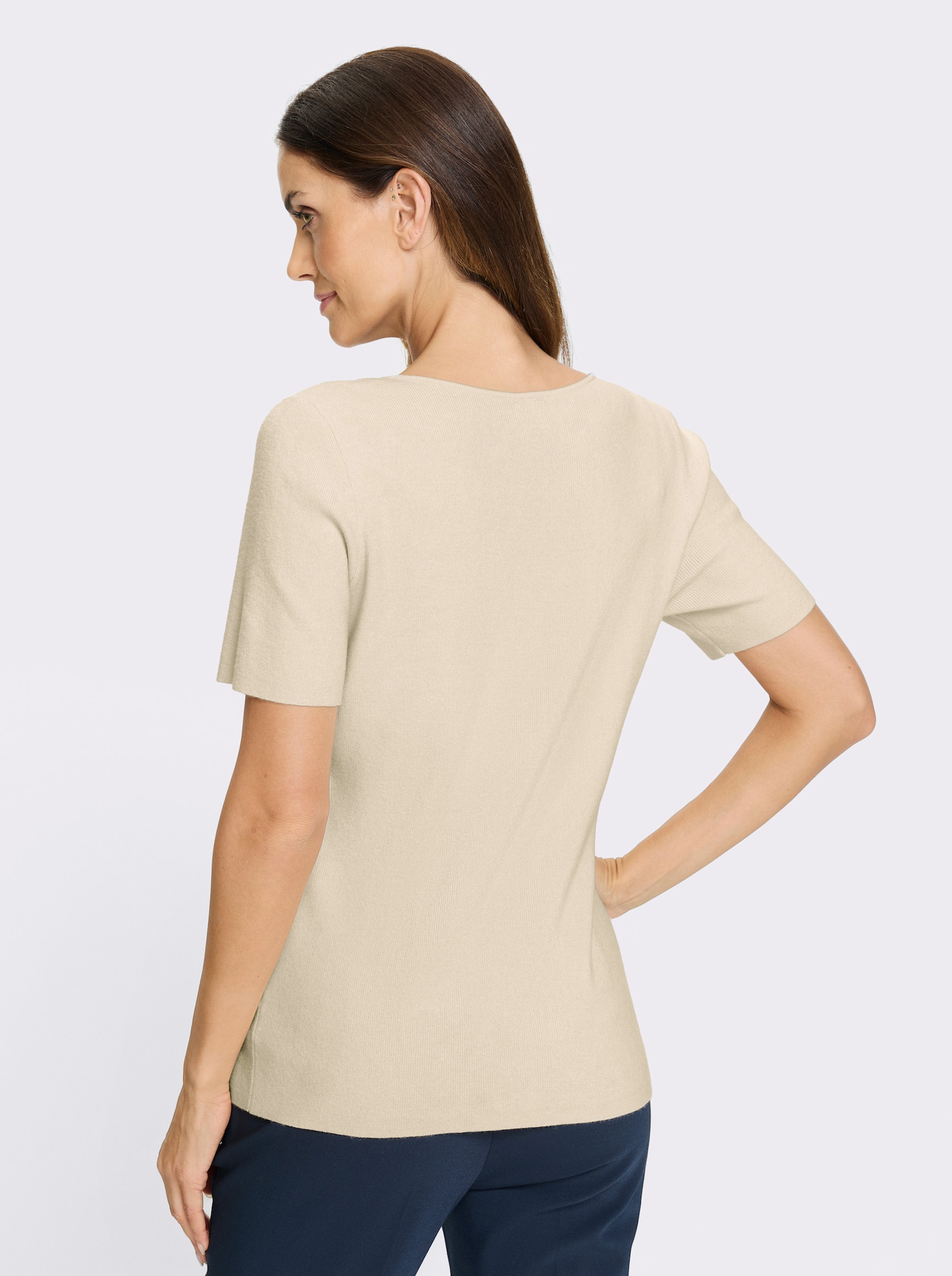 heine Kurzarmpullover mit Herz-Ausschnitt - champagner